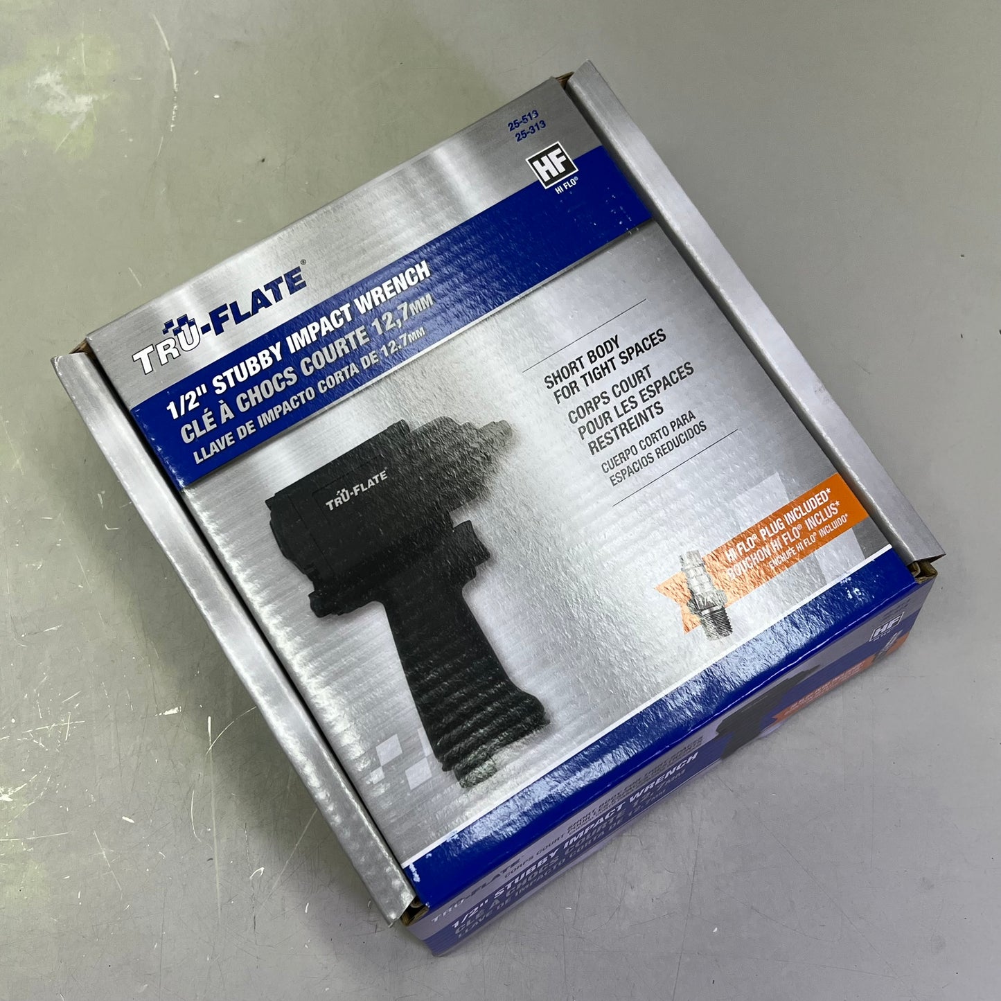 TRU-FLATE Short Body Stubby Impact W/ HI FLO Included 1/2" Black 25-513 25-313