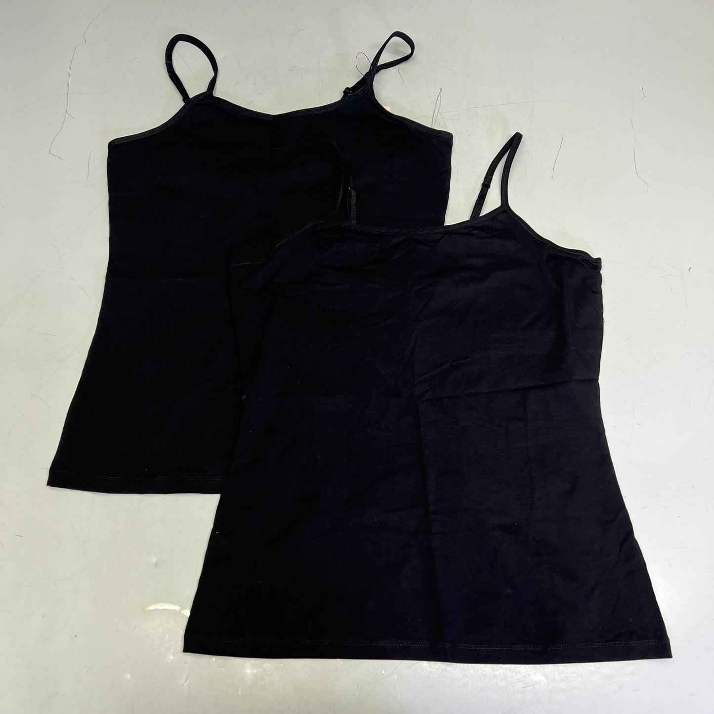 CHARMO (SET OF 2) Shelve Bra Tank Top Spaghetti Strap Women's Sz L Black