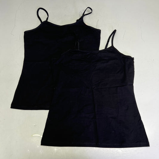 CHARMO (SET OF 2) Shelve Bra Tank Top Spaghetti Strap Women's Sz L Black