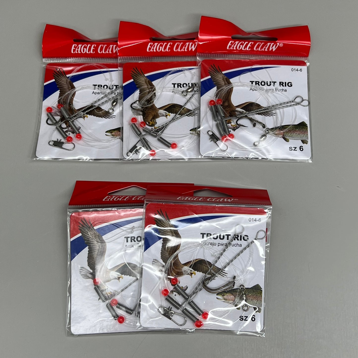 EAGLE CLAW (5 PACK) High Carbon Steel Freshwater Trout Rig Bronze #6 1pc 014-6