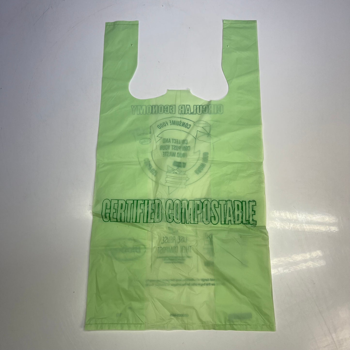 ZA@ BIOBAG Circular Economy Compostable Grocery Bags 16"x19" Green (Distressed) E