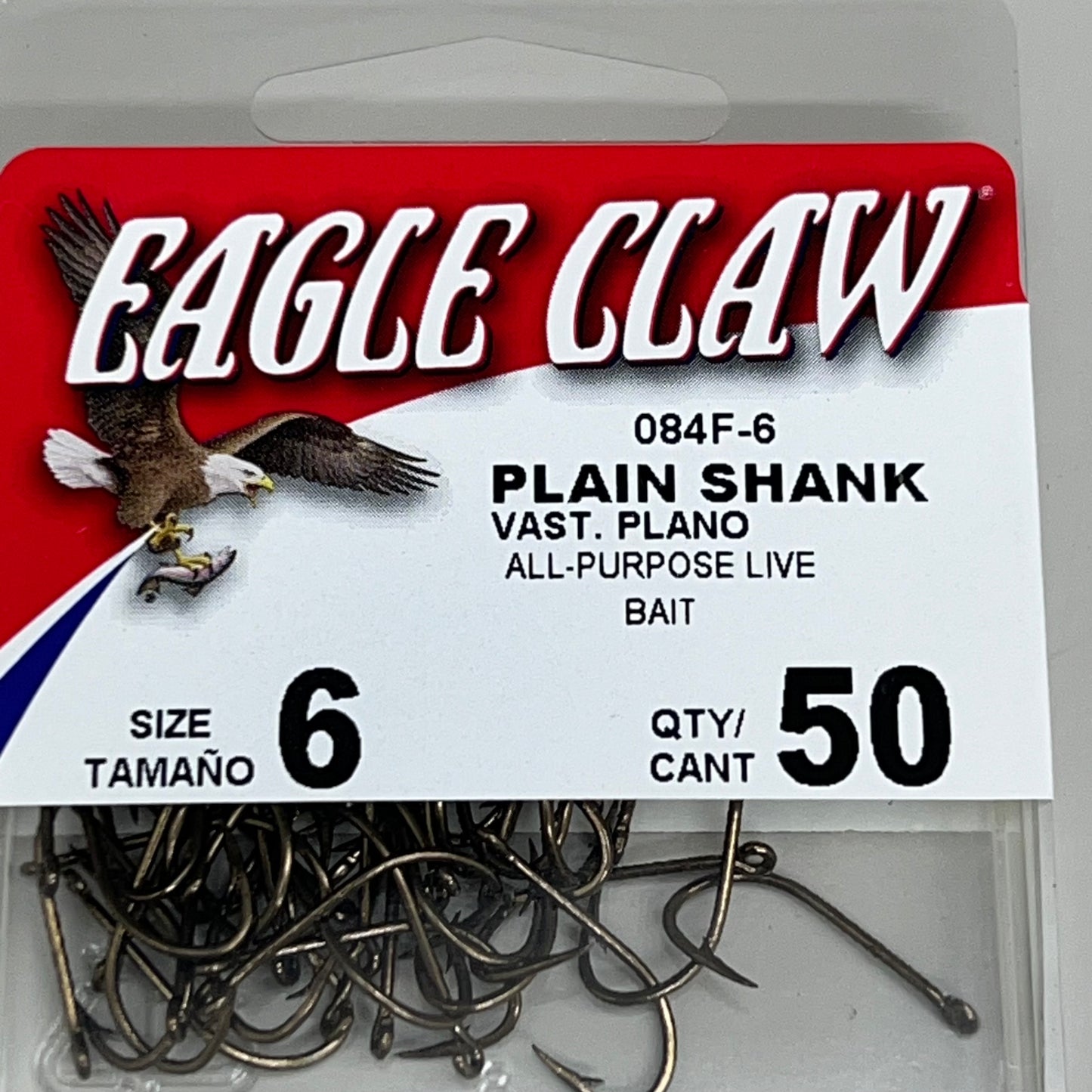 EAGLE CLAW Sharp Plain Shank All Purpose Live Bait Holder Bronze #6 50pc 084F-6