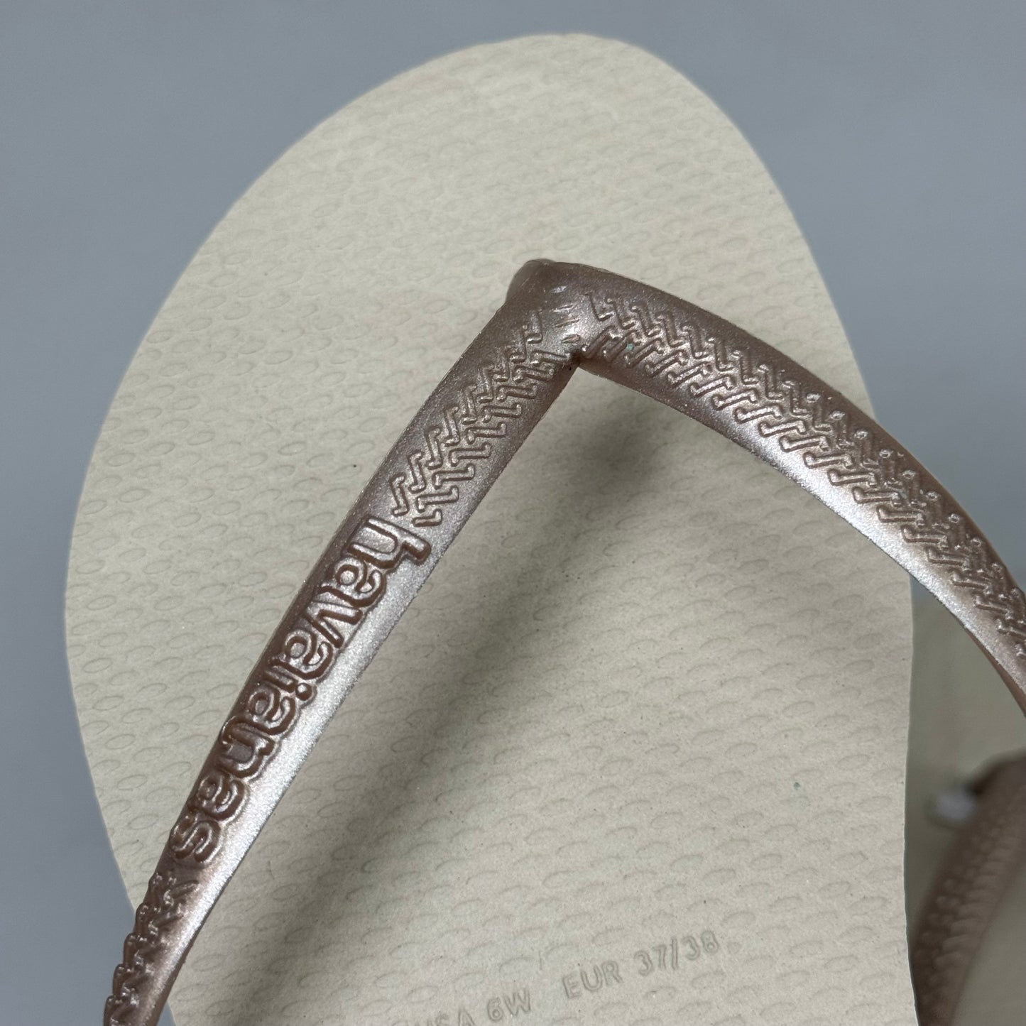 ZA@ HAVAIANAS High Quality Rubber Slim Flip Flops Non-Slip Women's 6 Sand Grey Light