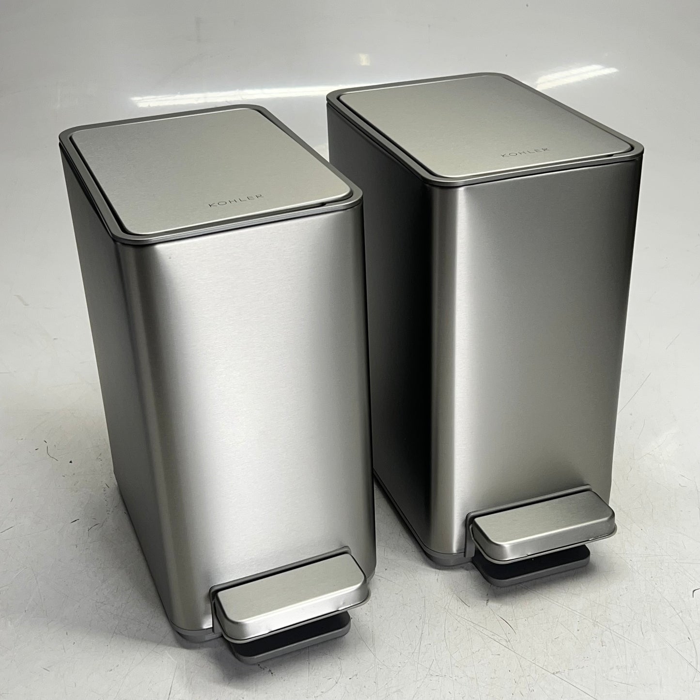 KOHLER (SET OF2) Stainless Steel Step Trash Can Quiet Close Lid 6 Liter (As-Is)