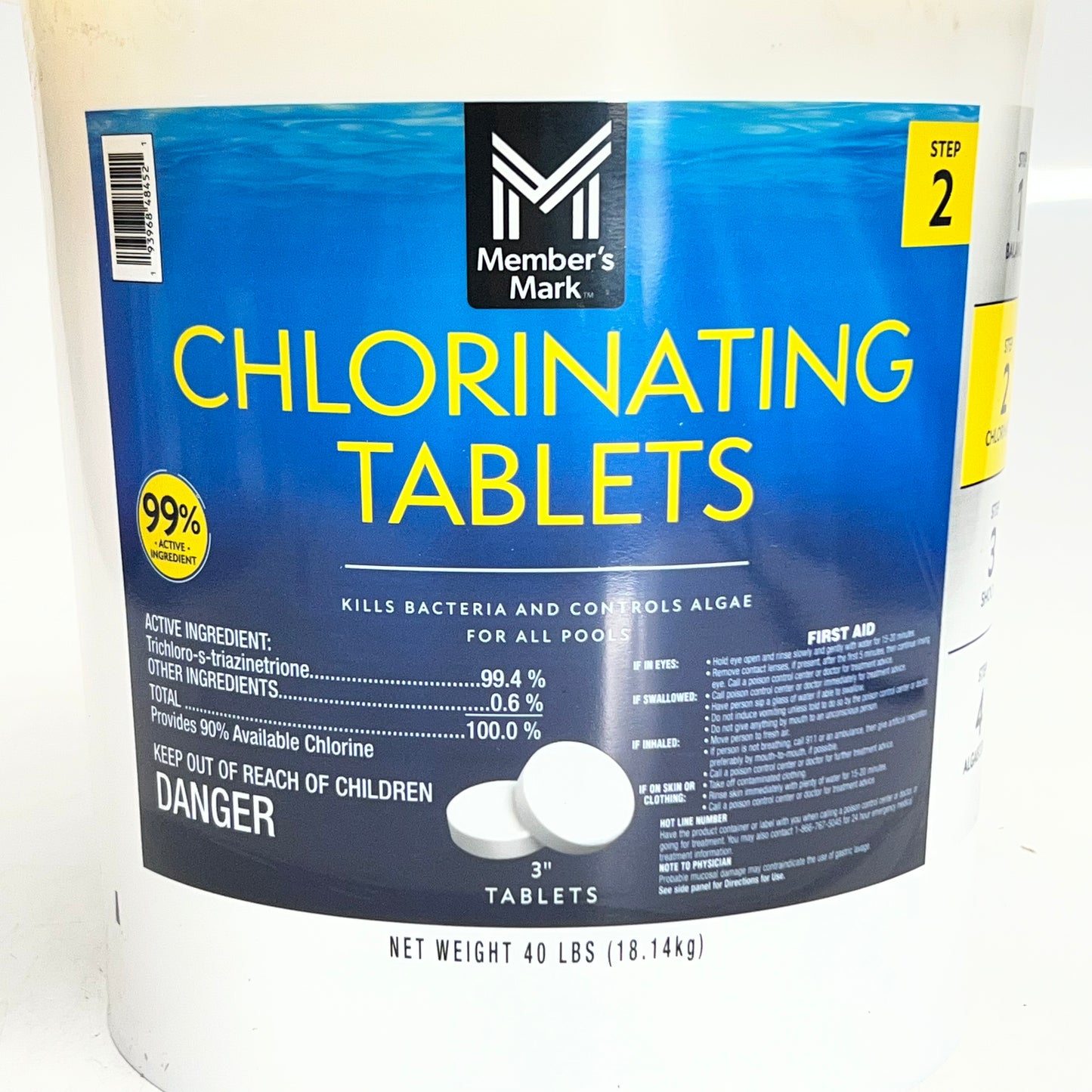 MEMBER'S MARK Chlorinating Tablets EPA REG 935-40-71421 40lb