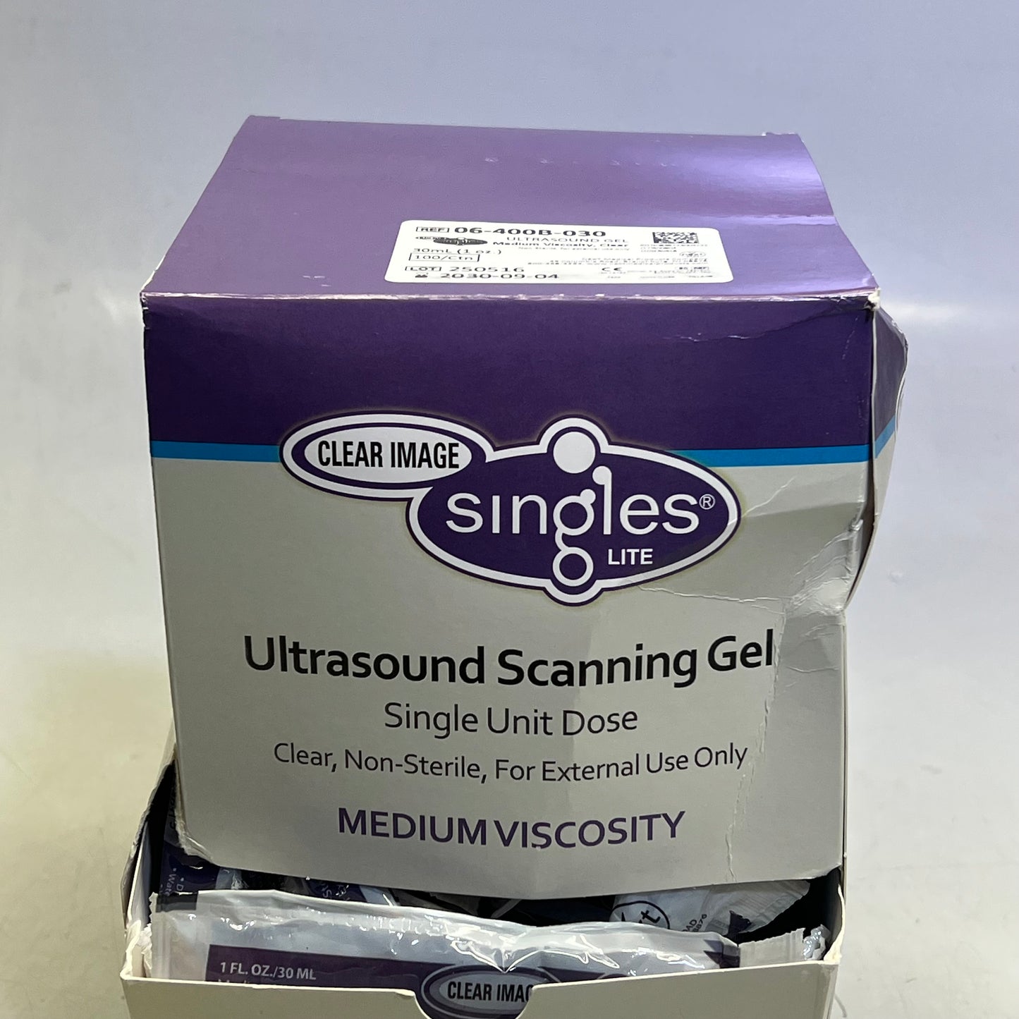 ZA@ CLEAR IMAGE  (100 PACK, 1 Fl Oz Each) Singles Lite Ultrasound Gel Packets Medium Viscosity Clear