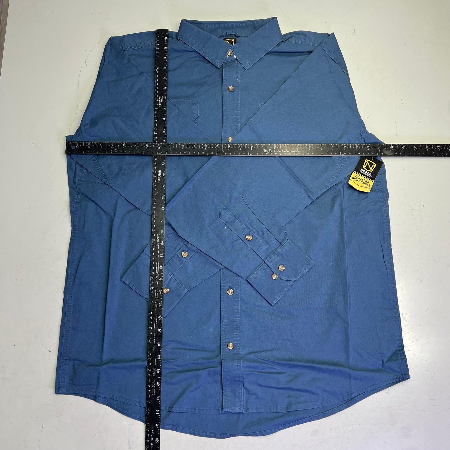 NOBLE OUTFITTERS Long Sleeve Weathered Work Shirt Mens Sz XXL-T Steel Blue 11049