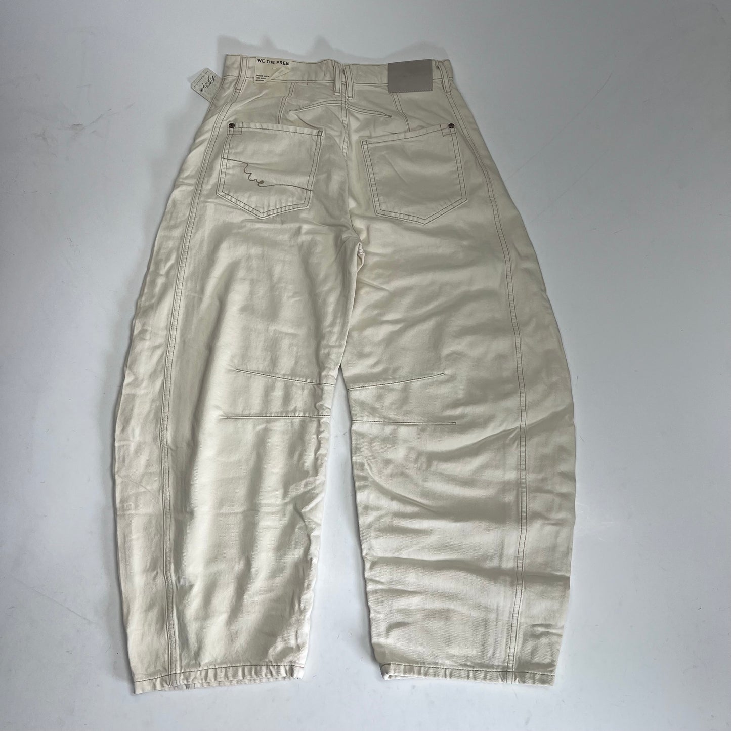 FREE PEOPLE  Good Luck Mid-rise Barrel Jeans  Women's Sz S Milk 82199597
