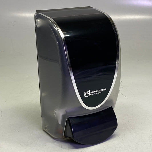 SCJ PROFESSIONAL 1 Liter Transparent Black And Chrome Soap Manual Dispenser 9"H x 5"L x 4.5"W TPB1LDSO