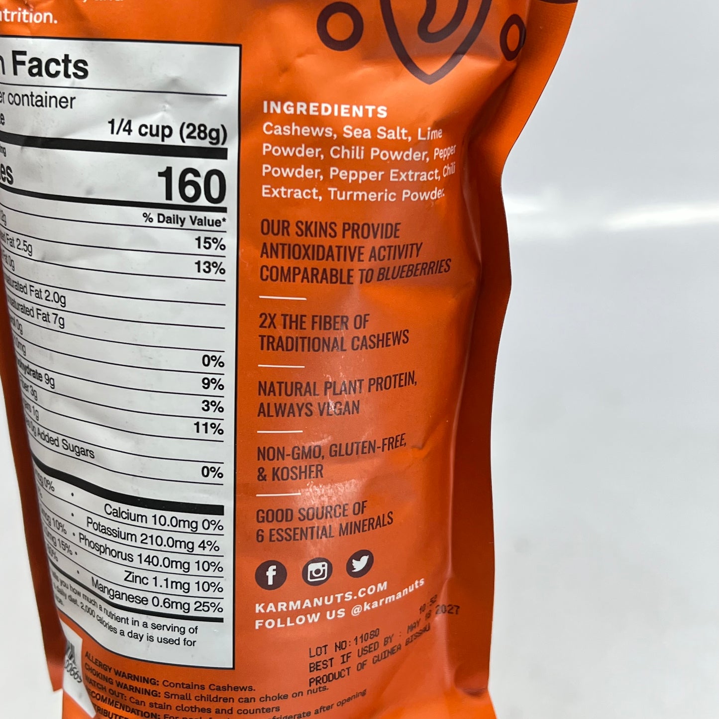 KARMA (6 PACK) Golden Turmeric Air Roasted & Wrapped Cashews  7oz BB 05/27
