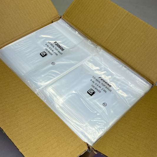 ELKAY PLASTICS (1000) LD Poly Seal-Top Bags 2.0mil 6in. x 6in F20606