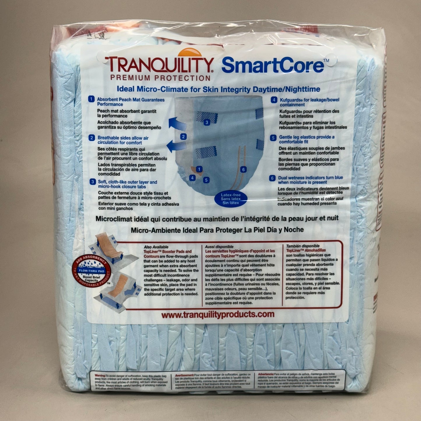 SMARTCORE (4 PK!) Tranquility Premium Protection Adult Diapers Latex Free Size L