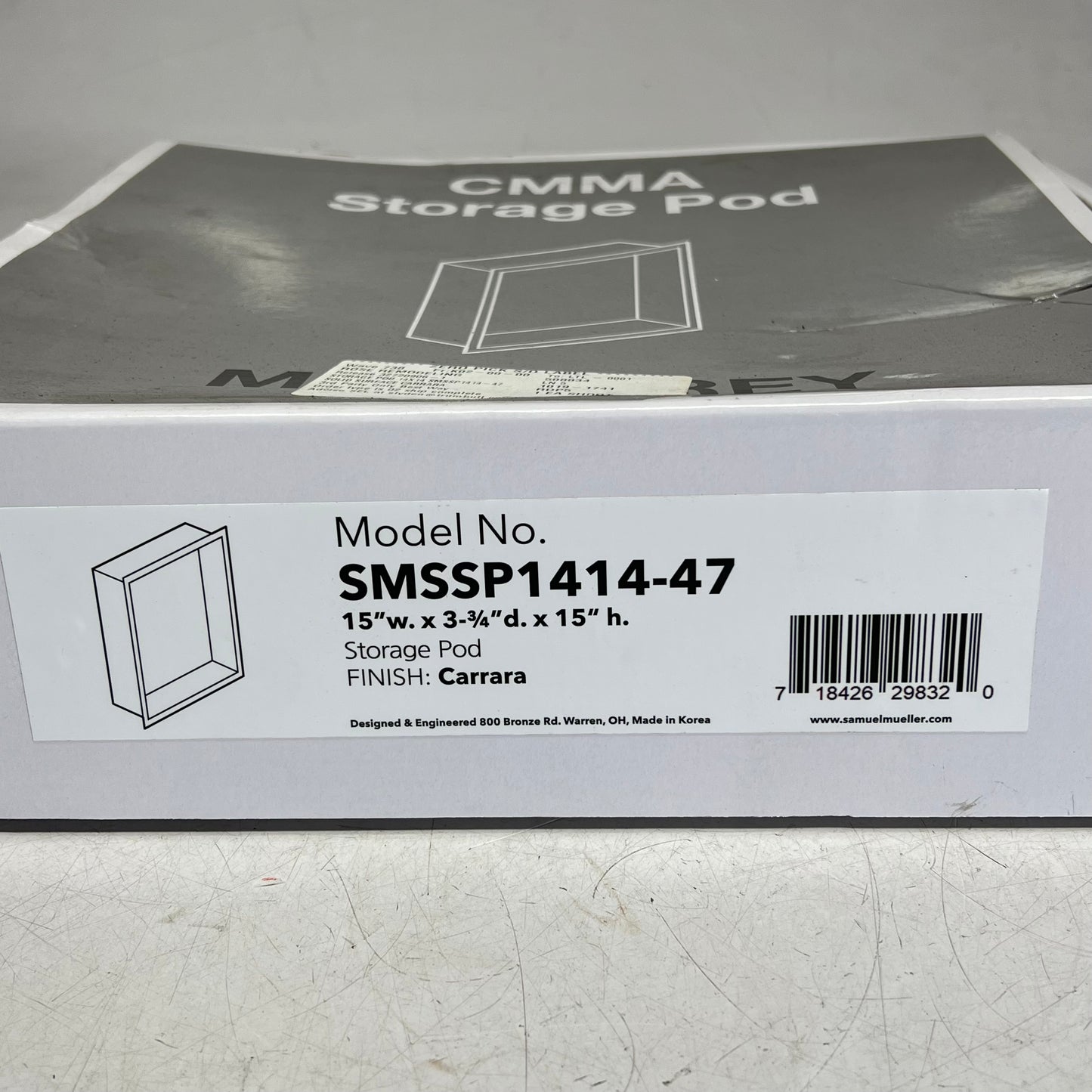 SAMUEL MULLER Solid Surface Storage Pod & Corner Shelve Kit Carrara SMSSP1414