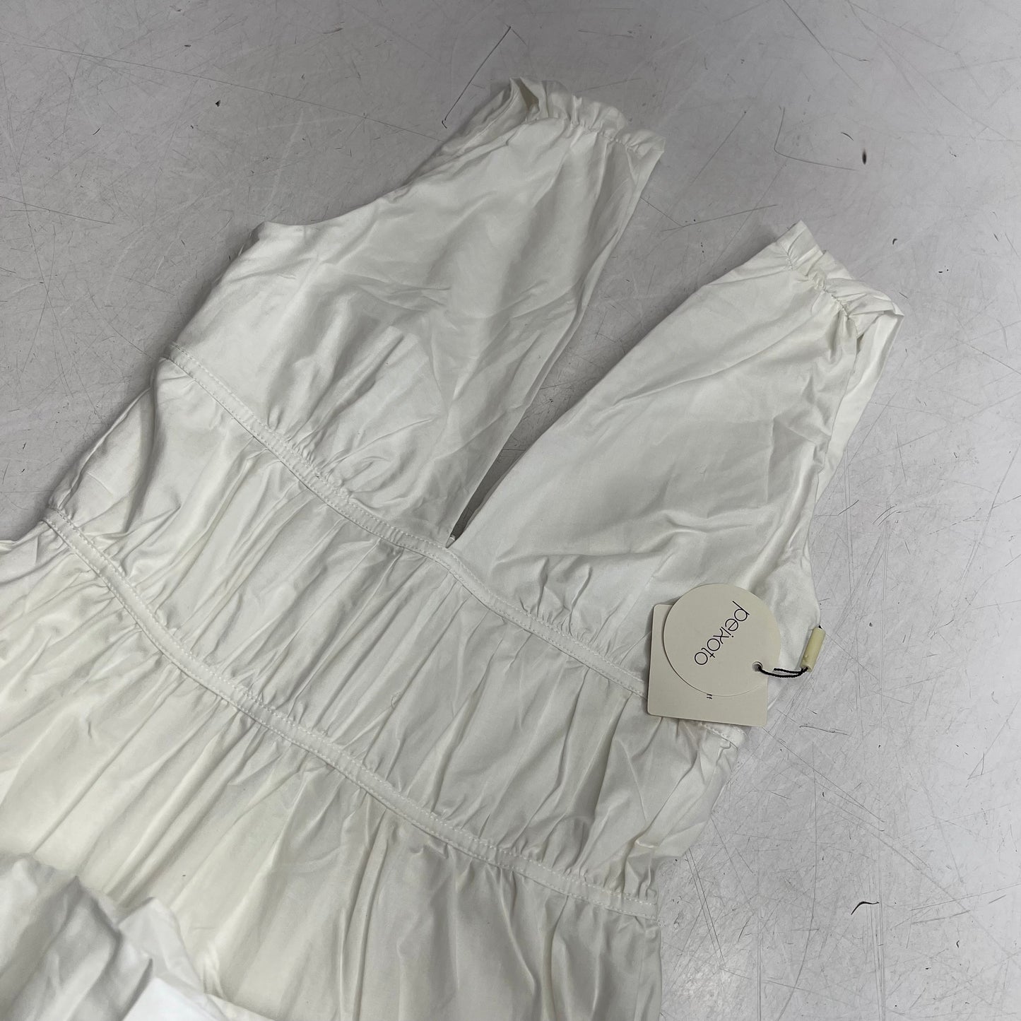 PEIXOTO Plunging V-neck Ava Midi Dress W/ Pockets Women's Sz S White 46018-WHT