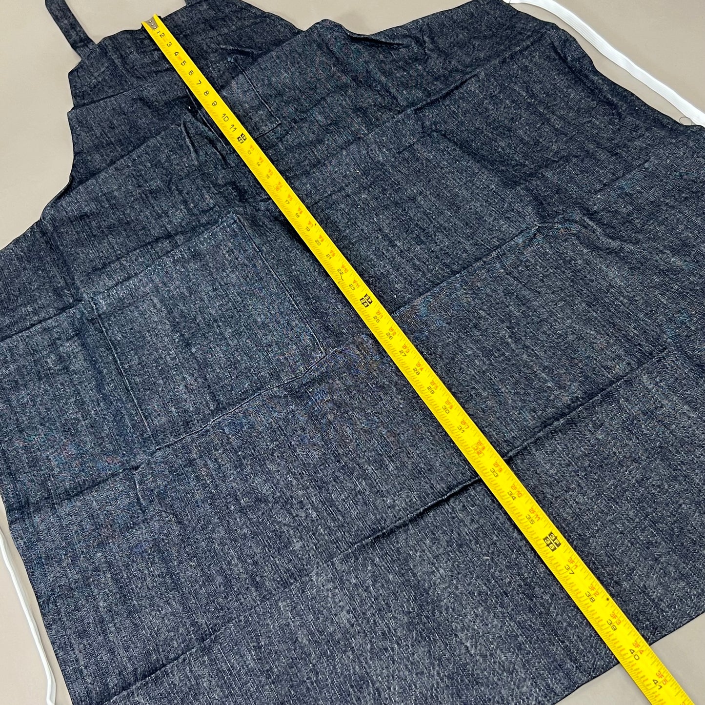 (4 Pack) Tubular Tie 100% Cotton Multi-Pocket Denim Jean Style Apron OSFM Blue