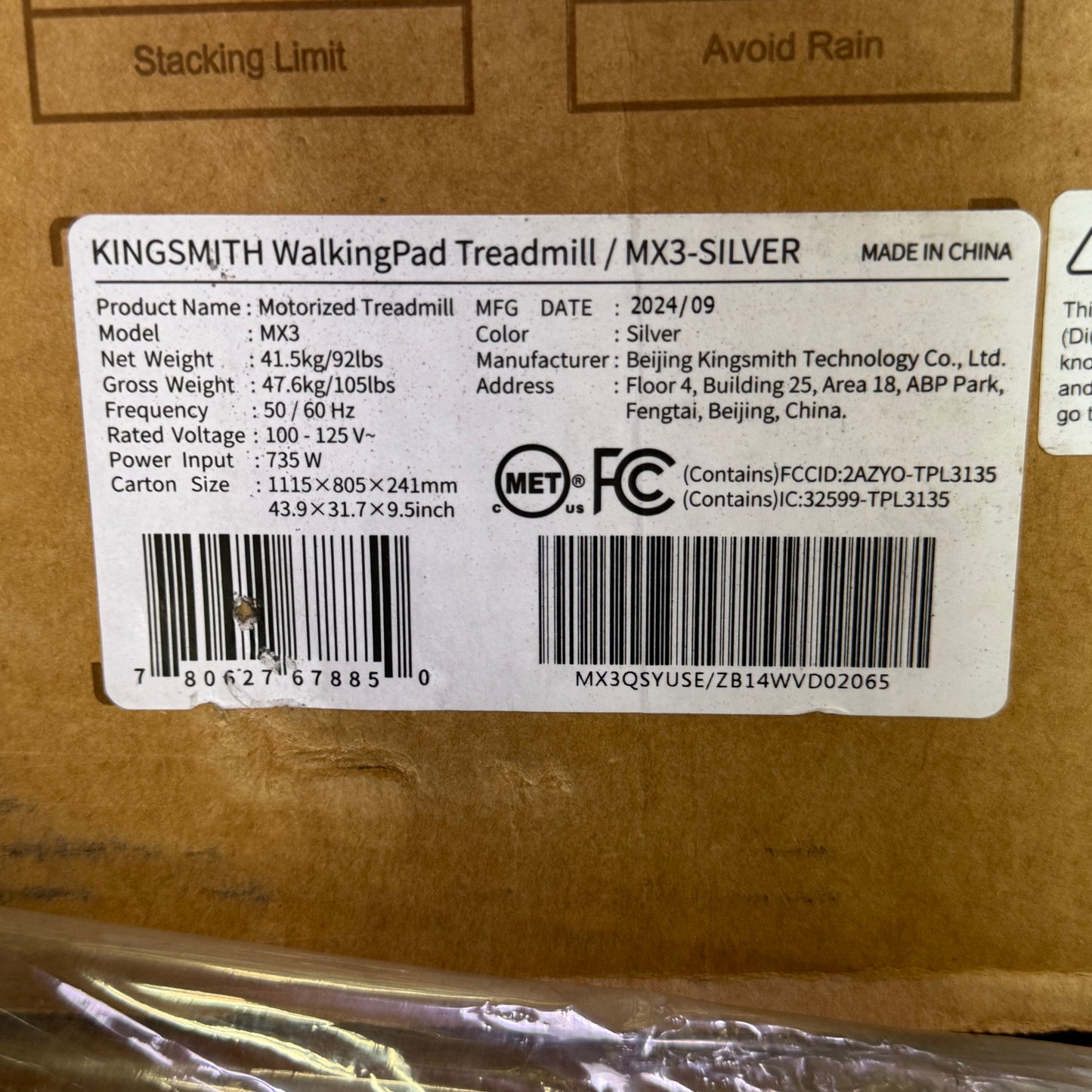 KINGSMITH WalkingPad MX3 Motorized Treadmill - Silver (Foldable/Compact)
