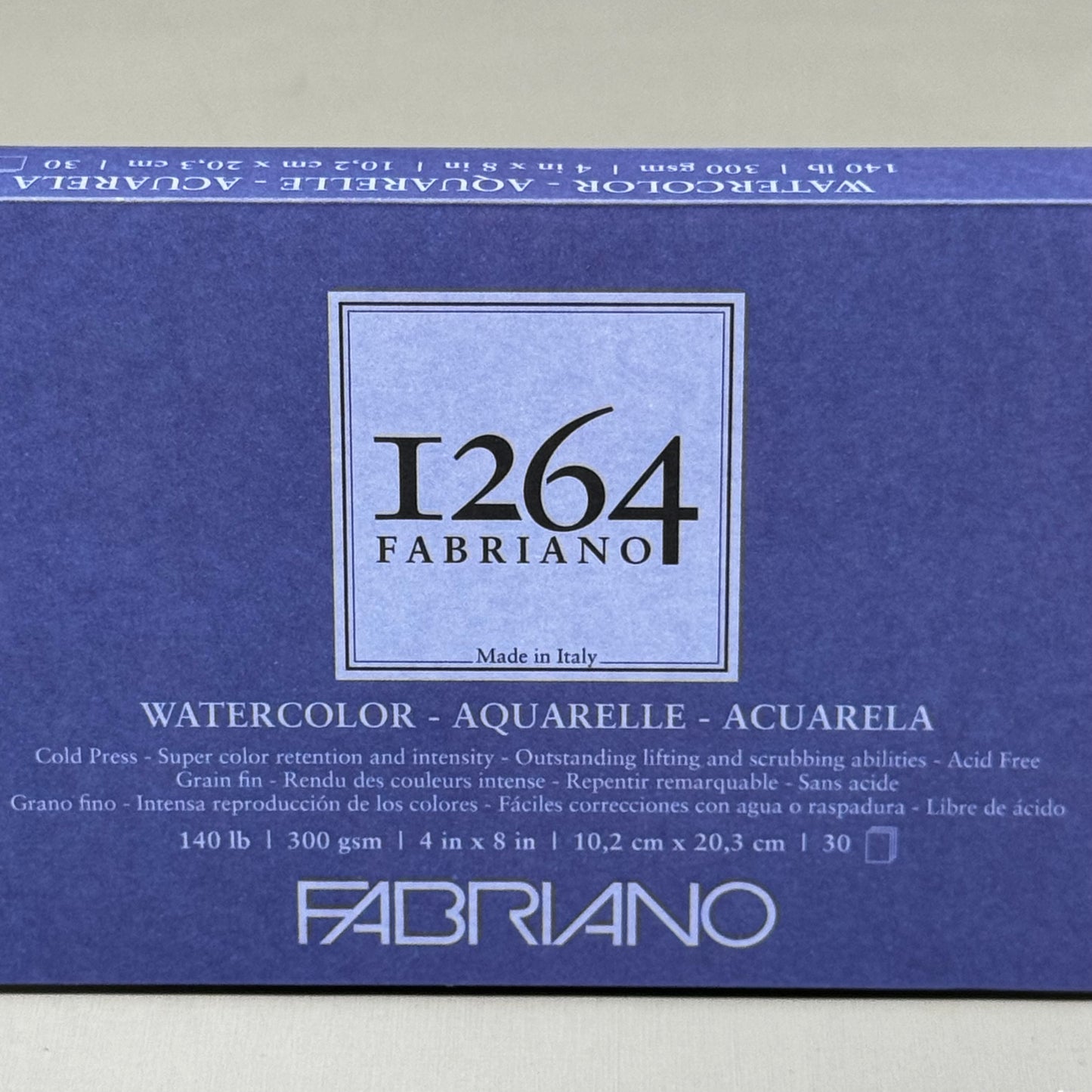 FABRIANO (5 PACK) 1264 Watercolor Glue Bound Bright White Pads 4"X8" 19100604