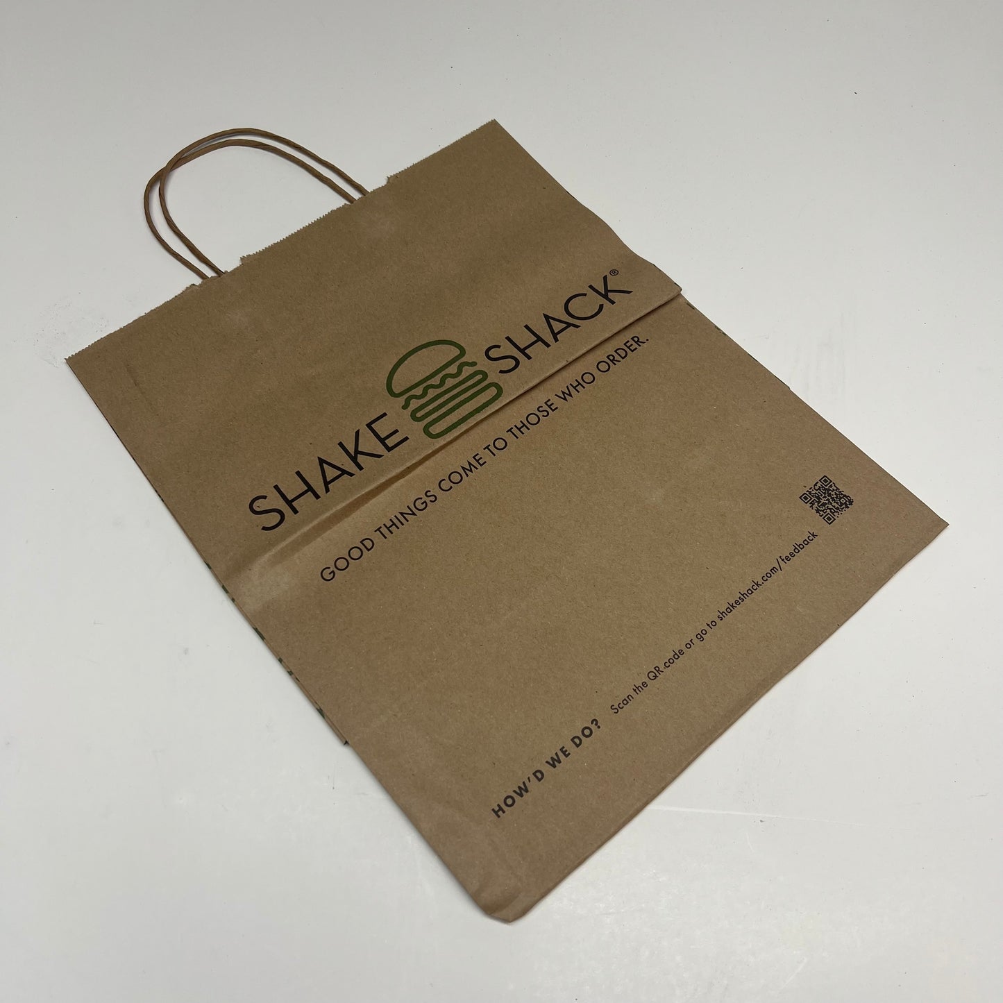 ZA@ SHAKE SHACK (250 PACK) Paper Take Out Bag W/ Handles & Adhesive For Closure 15|x11" Brown