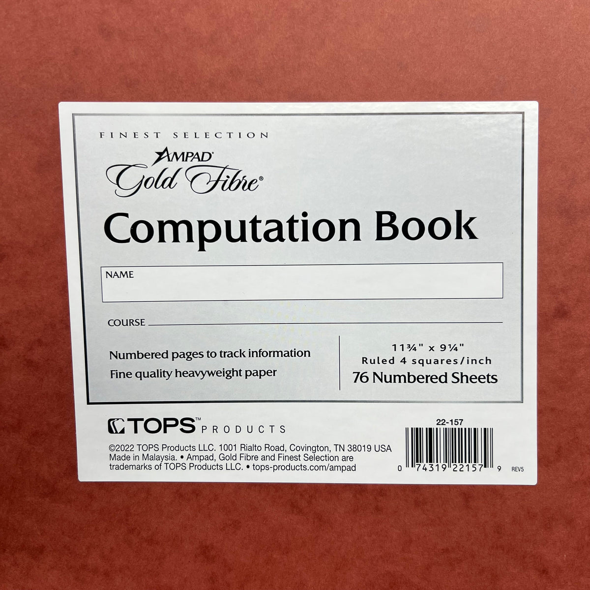 AMPAD (2 PACK) Gold Fibre Computation Book Tops Products 11 3/4"x9 1/4" 22-157