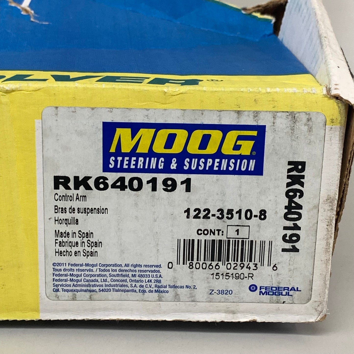 MOOG Front Lower Control Arm Driver Side Lexus & Toyota Models RK640191