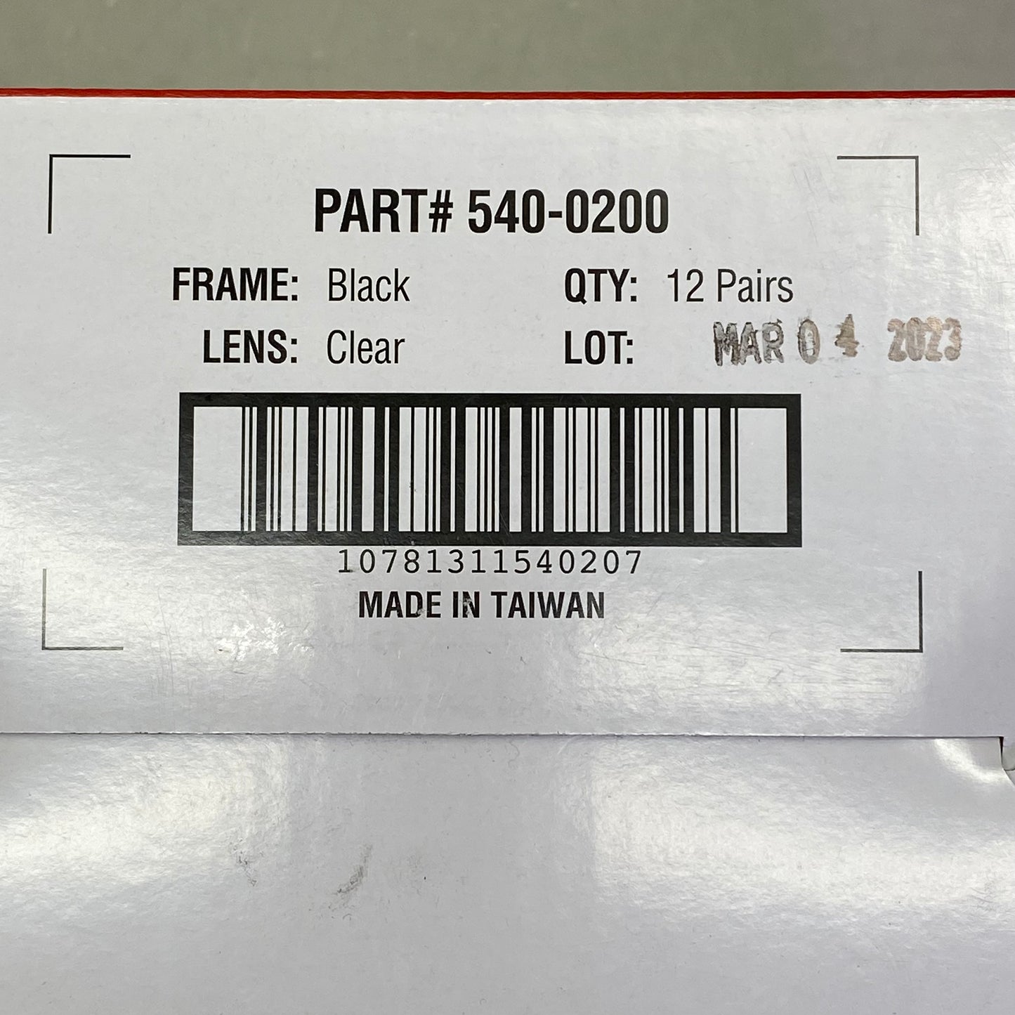 SAS SAFETY CORP (12 PACK) Premium Safety Eyerwear Black Frame/Clear Lens 540-0200
