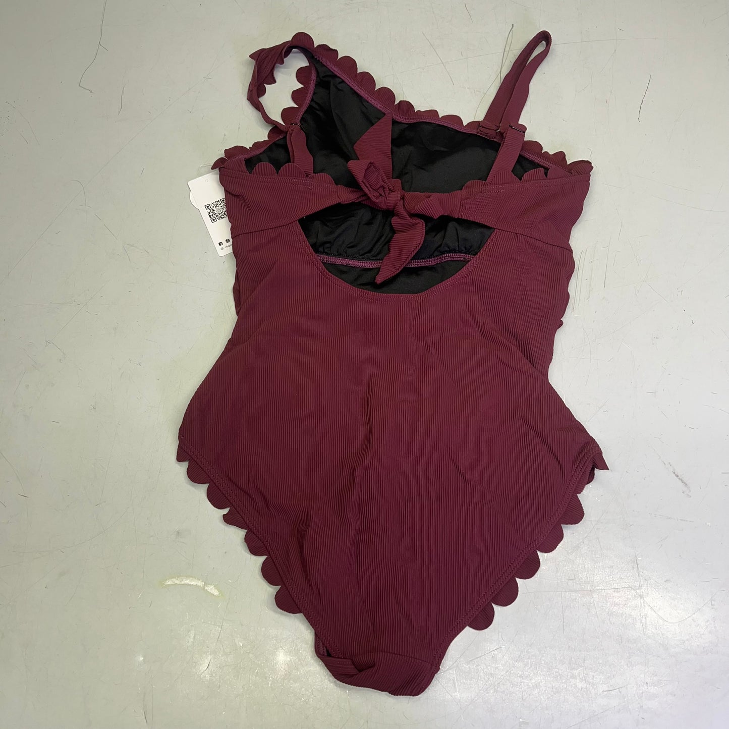 CHARMO Asymmetrical Retro Ribbed Moderate Cut One Piece Swimwear Wmn Sz M Wine