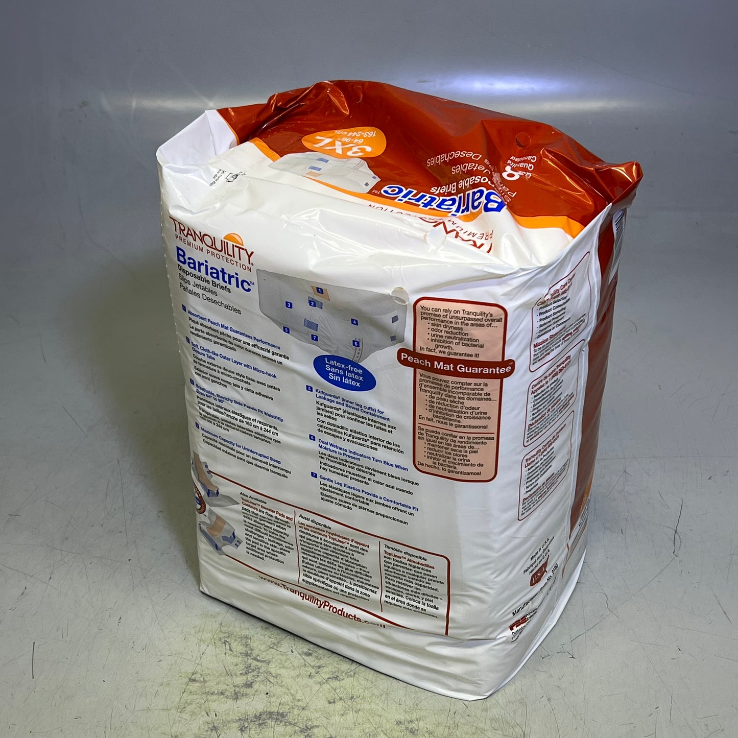 TRANQUILITY (4 PACK, 8 EACH) Bariatric Disposable Briefs Unisex 3XL White