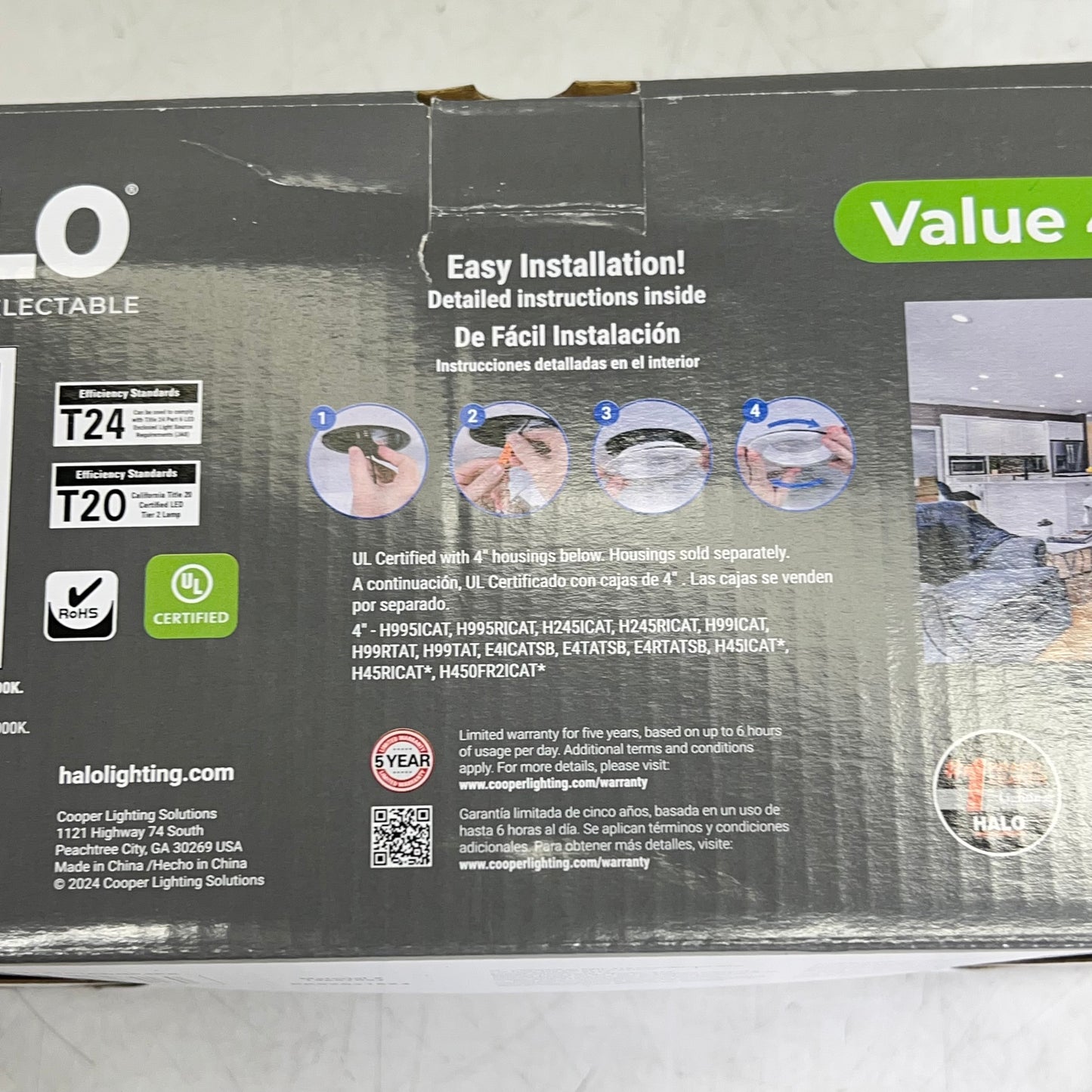 HALO (SET OF 4) Baffle Downlight Bulb & Trim Replacement White LT4069FS1EWHR4PK