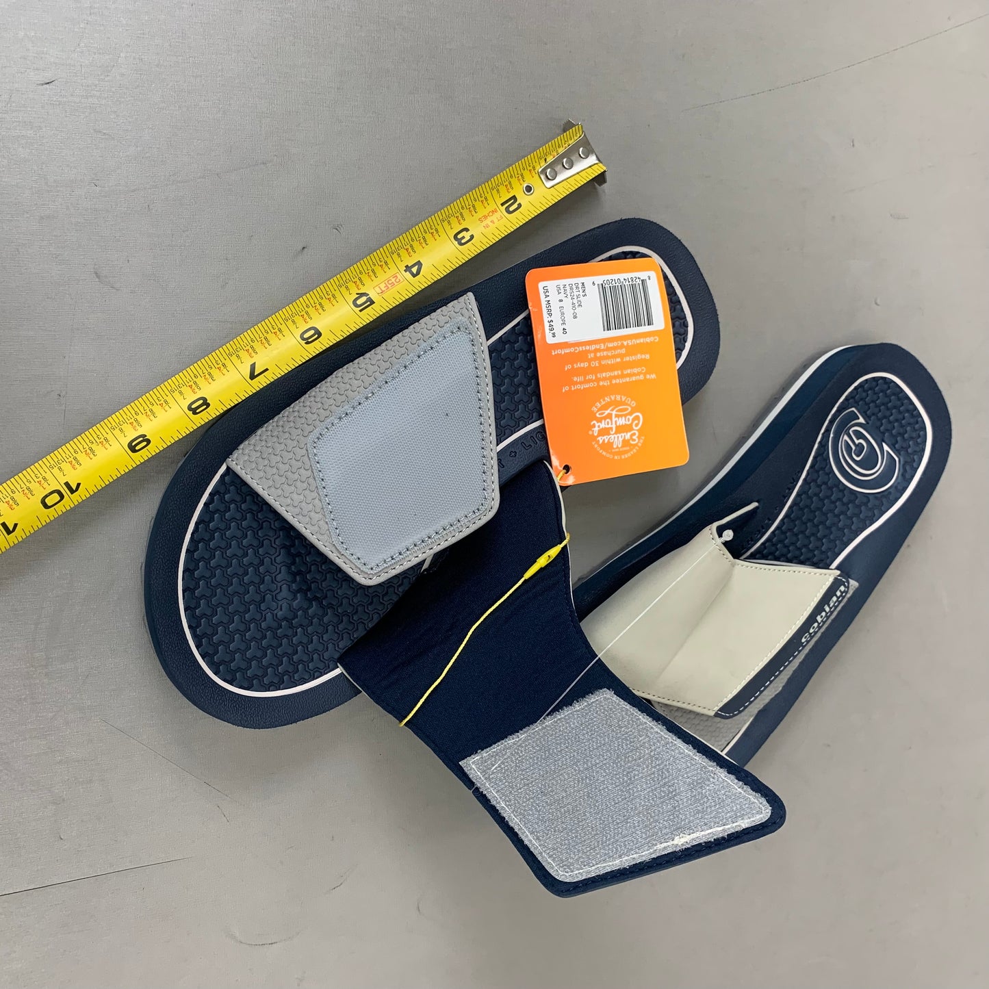 COBIAN DRT Synthetic Leather Strap Slide Sandals Men's Sz 12, 45 EU Navy DRS24-410-12