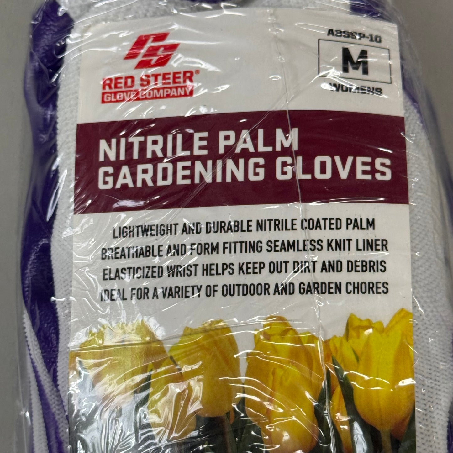 RED STEER  (10 Pairs) Nitrile Palm Gardening Gloves Purple White Medium Women New Medium  Purple