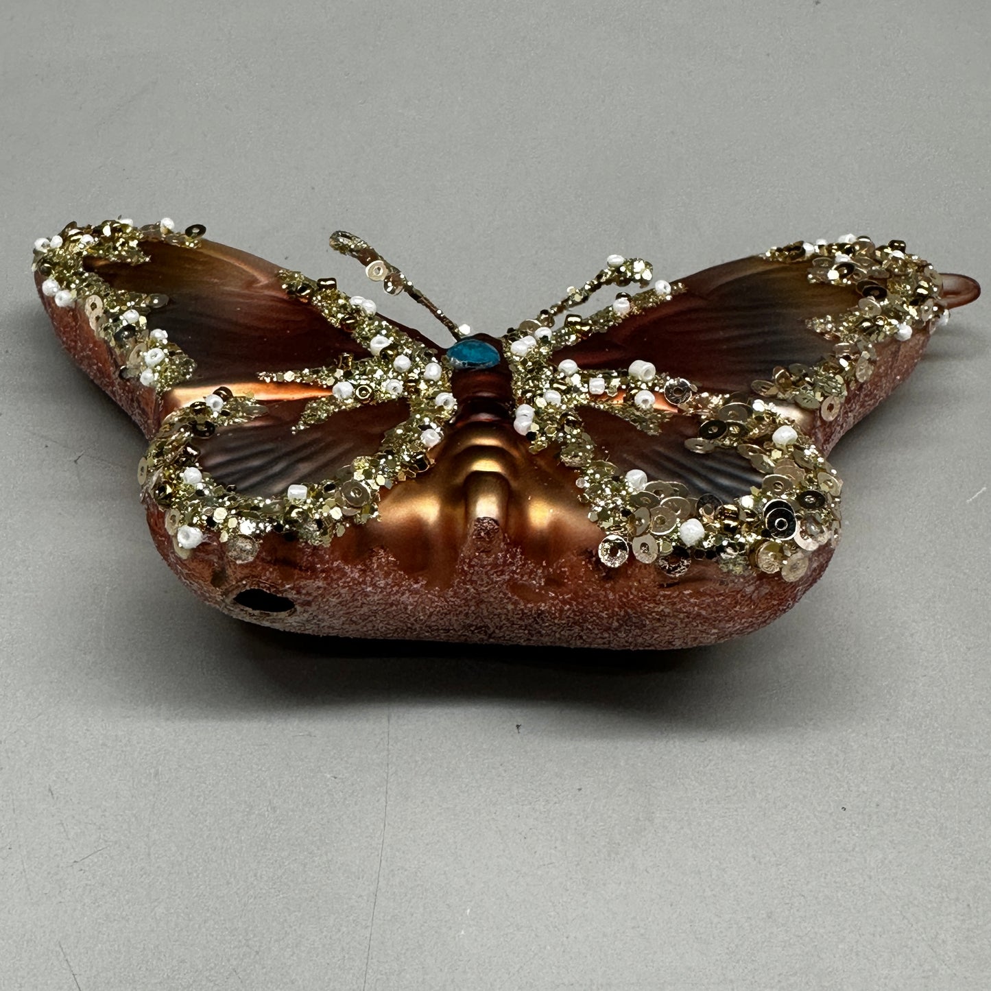 KURT S. ADLER Glass Butterfly Christmas Ornament 3“ Desert Rose F2335