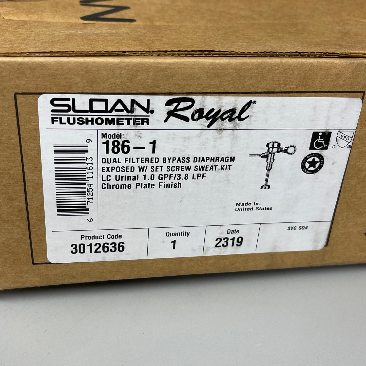 SLOAN Urinal Flushometer Royal Model: 186-1