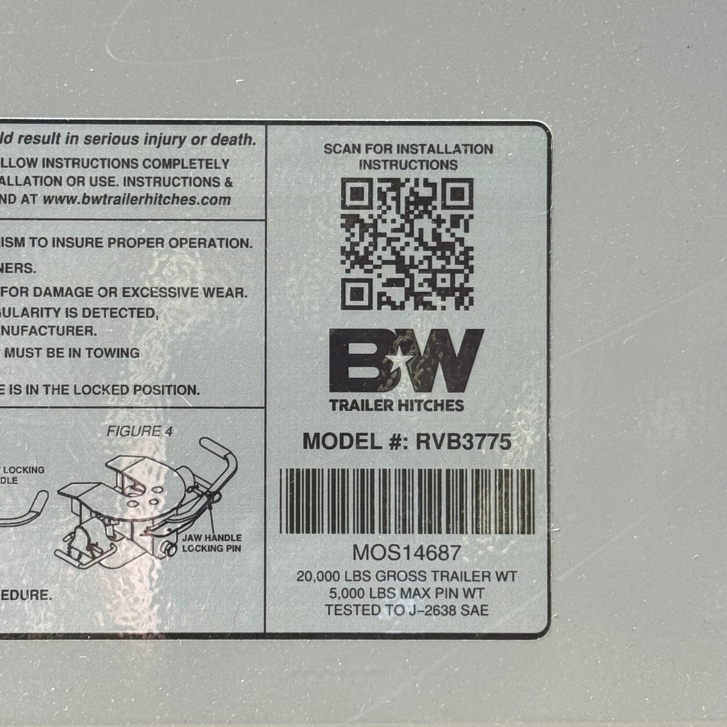 BW TRAILER Trailer Hitch/Related 33"W x 36"L x 10"H Grey RVB3775