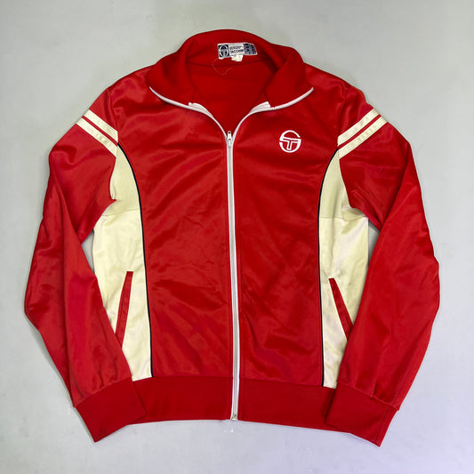 SERGIO TACCHINI Sportswear Track Suit Zip Up Jacket US Sz 40 Red/Cream (Used)