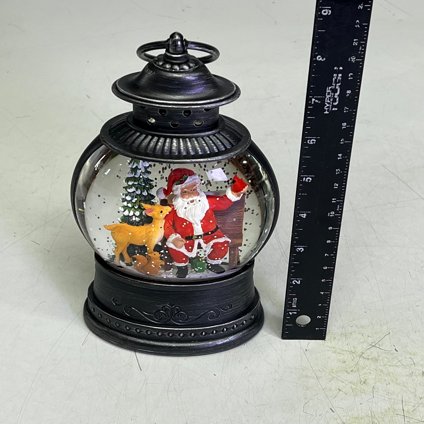 RAZZ IMPORTS  Santa Bench Lightened Water Lantern 8" 4540504