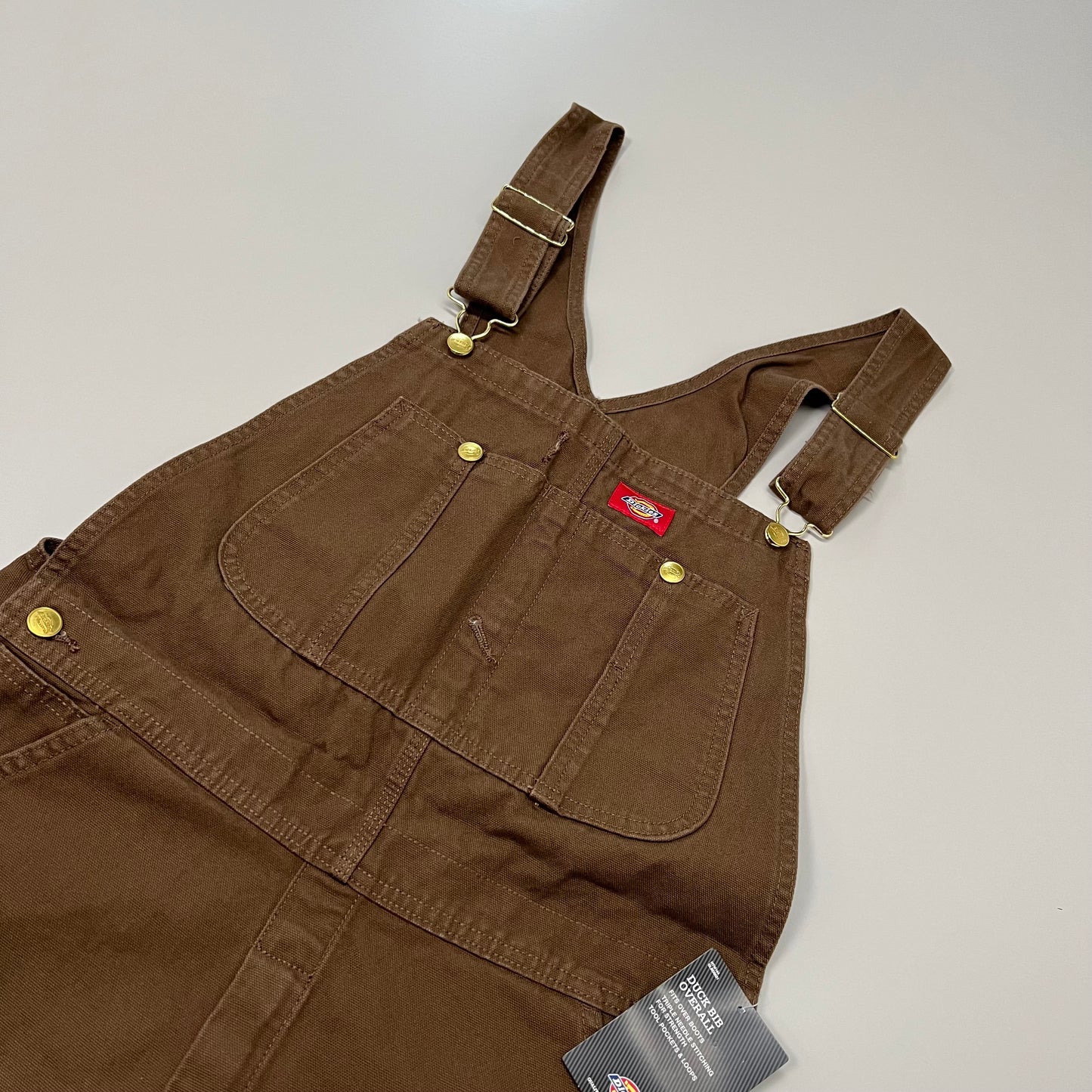 DICKIES Classic Highback Duck Bib Overall Mns 50X30 Rinsed Timber Brown DB100RTB