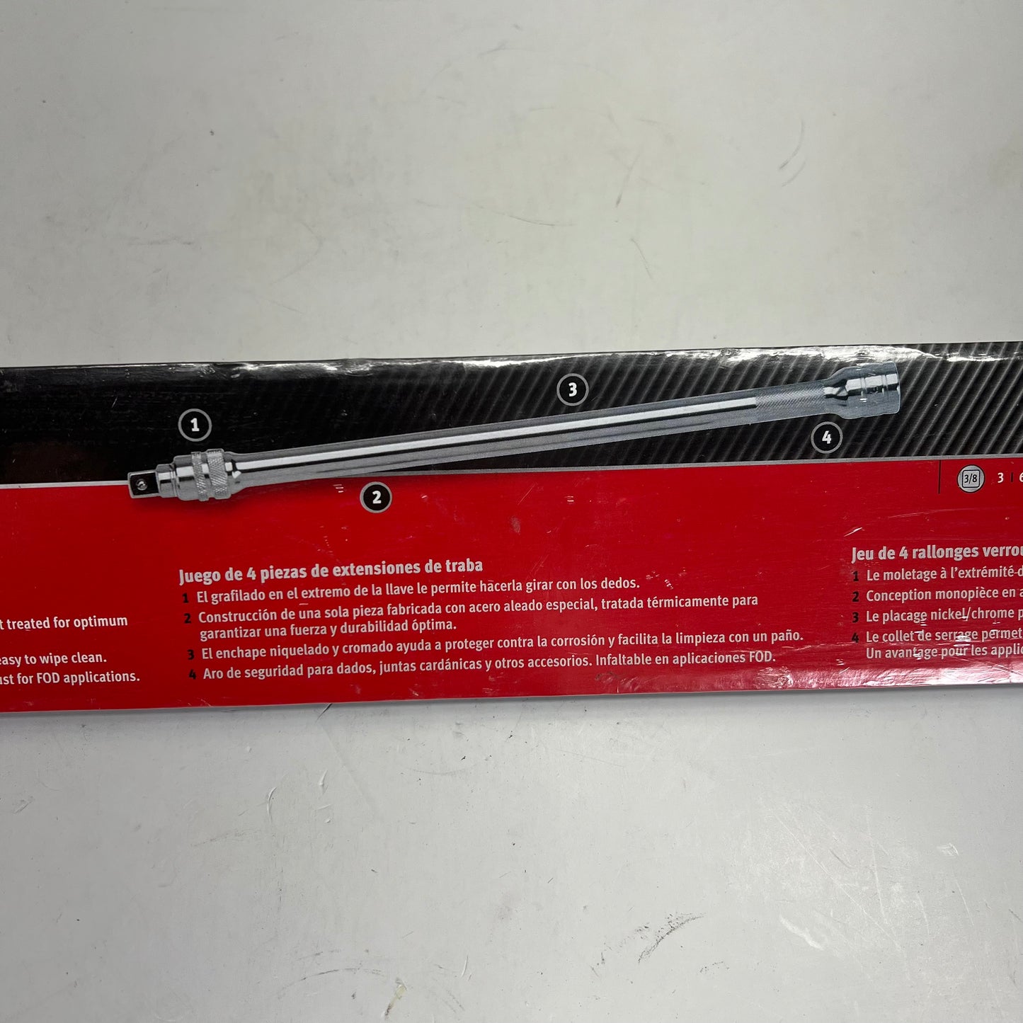 SNAP ON Quick Release Locking Knurled Extension Set 4 Piece - 3/8" Drive Chrome