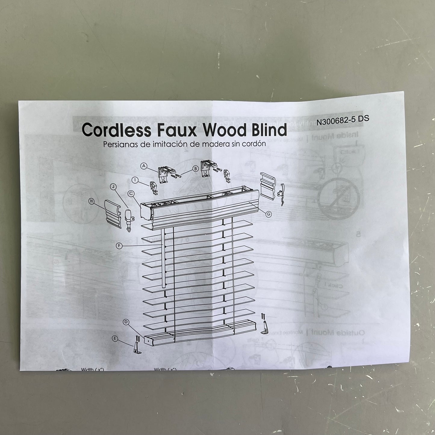 HOME DECORATORS COLLECTION Cordless Faux Wood Blinds 2.5"x 35"Wx48"L White