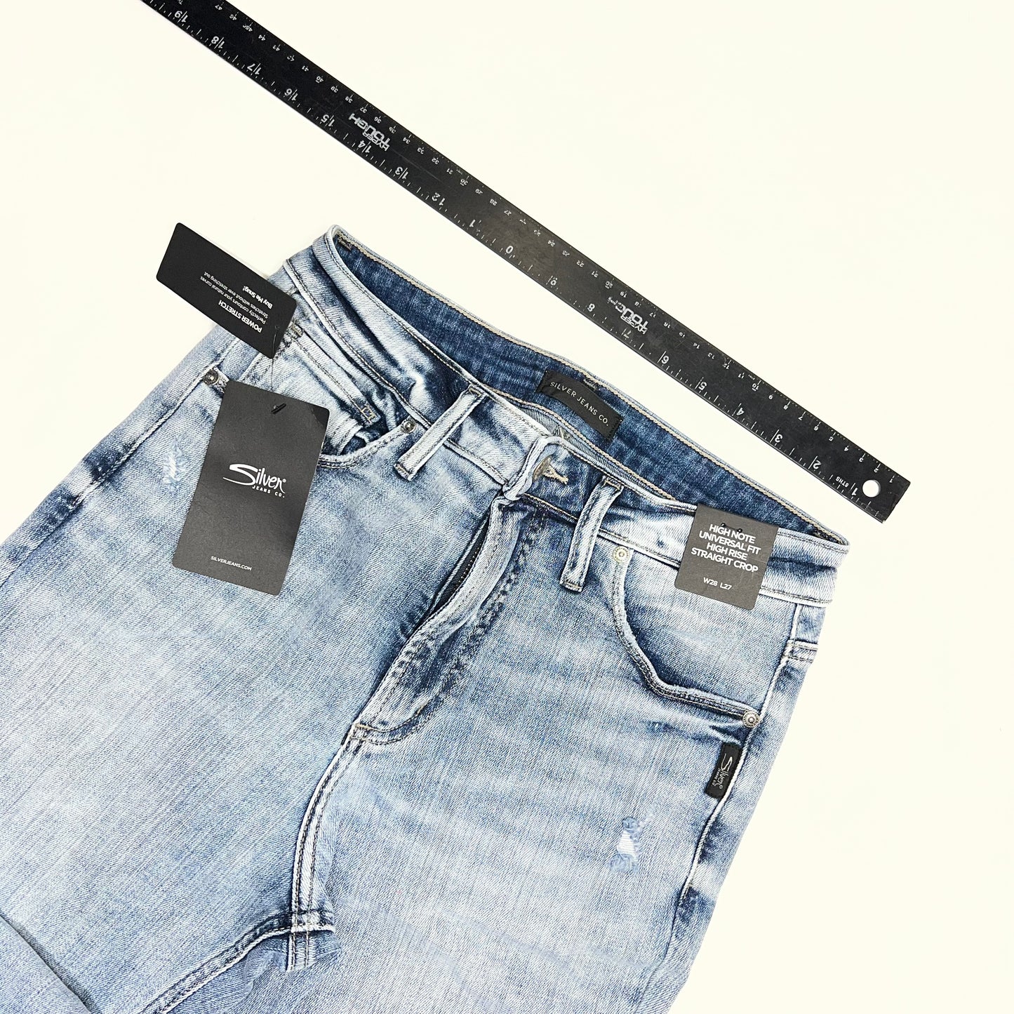 SILVER JEANS CO High Note High Rise Straight Crop Jeans  Women's Sz 28/27 Light