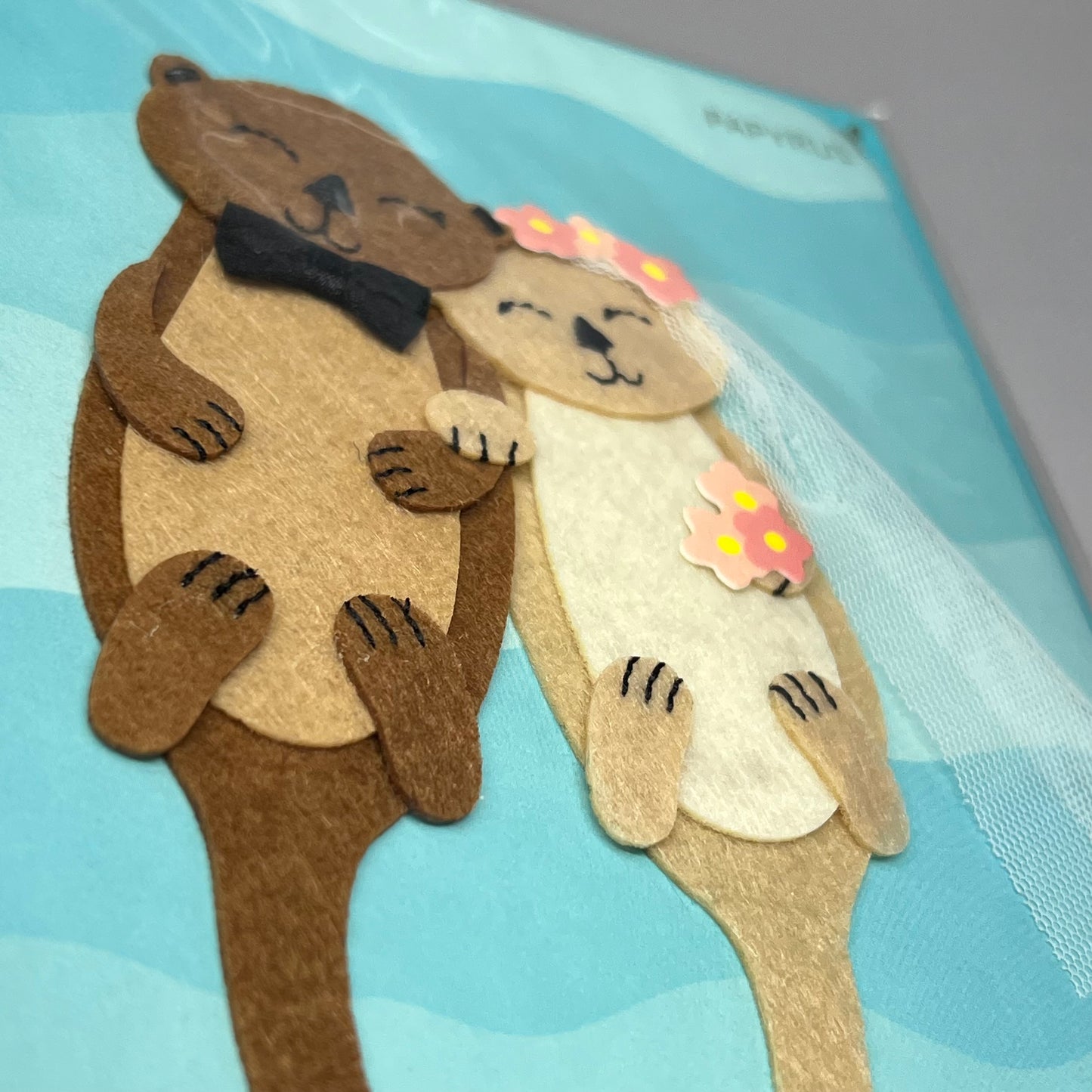 PAPYRUS (3 PACK) "Made For Each Otter" Wedding Congratulations Card 6" Blue