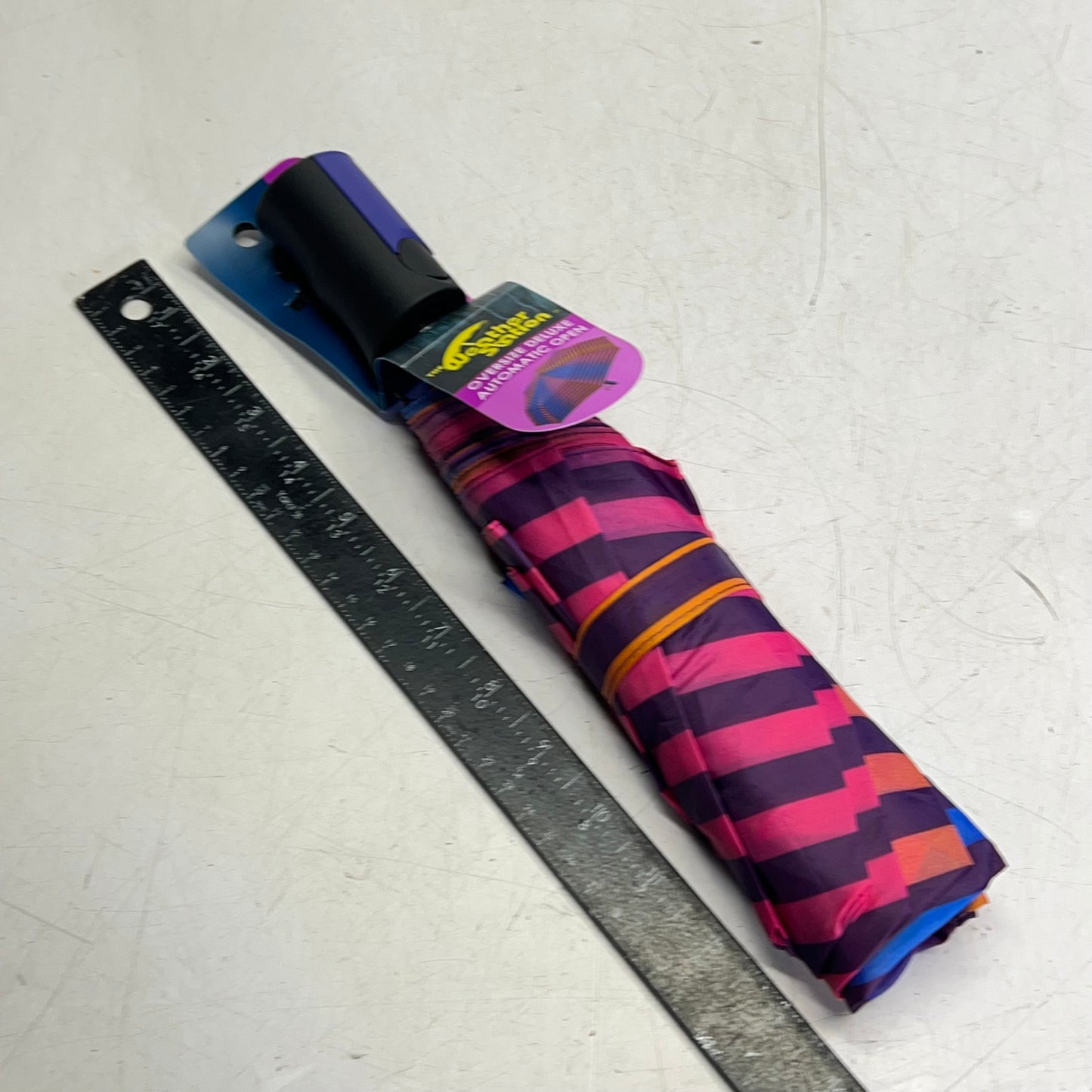 ZA@ THE WEATHER STATION Rain Umbrella Auto Open  Large Single Person Multicolor Stripe