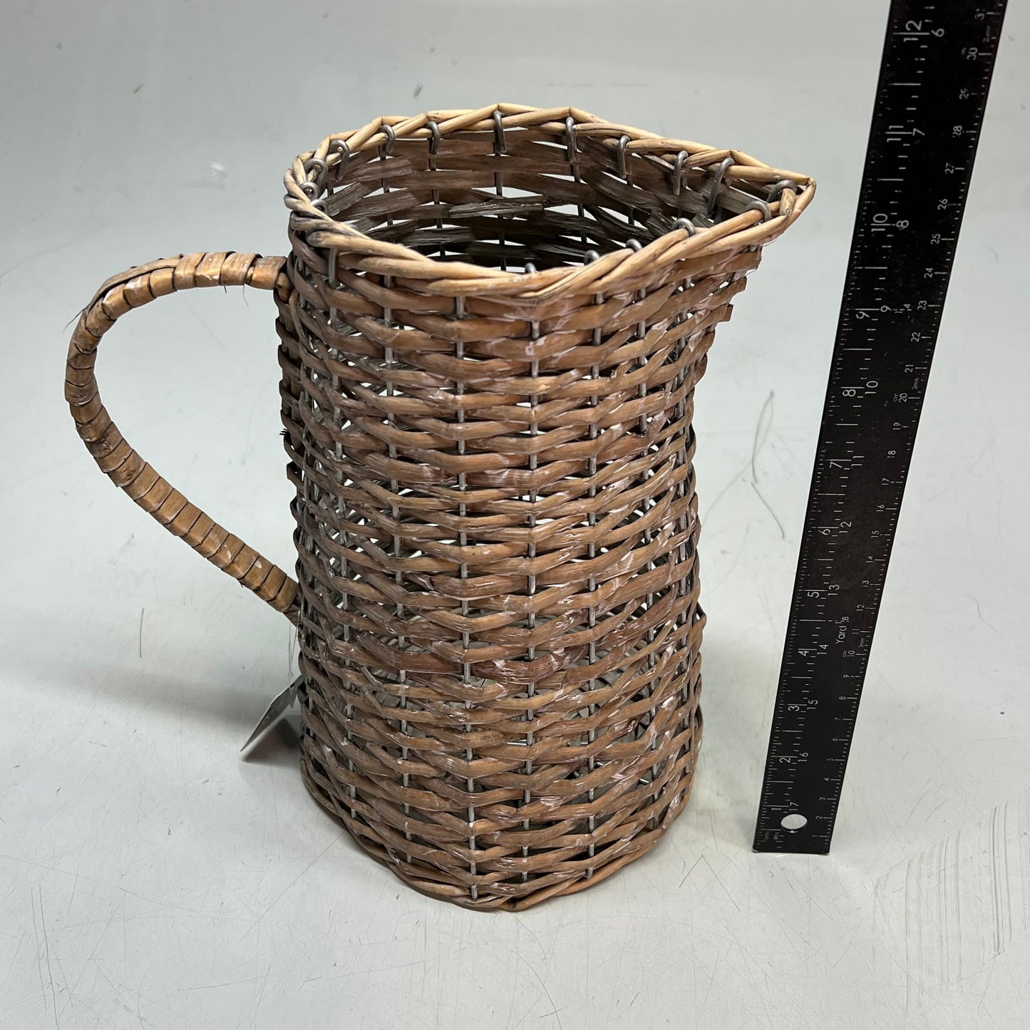 RAZ IMPORTS Natural Woven Pitcher 12" Tan/White Wash 4420663