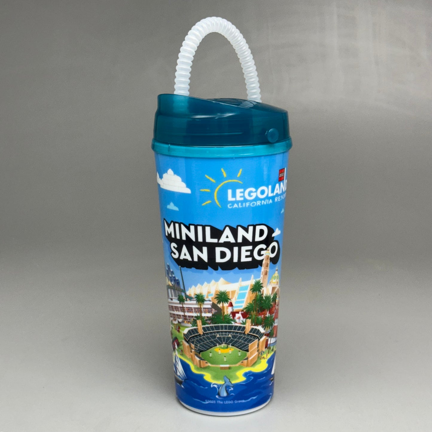 LEGOLAND Miniland San Diego (2 PACK) Plastic Cup w/Lid & Straw AUTHENTIC! (New)