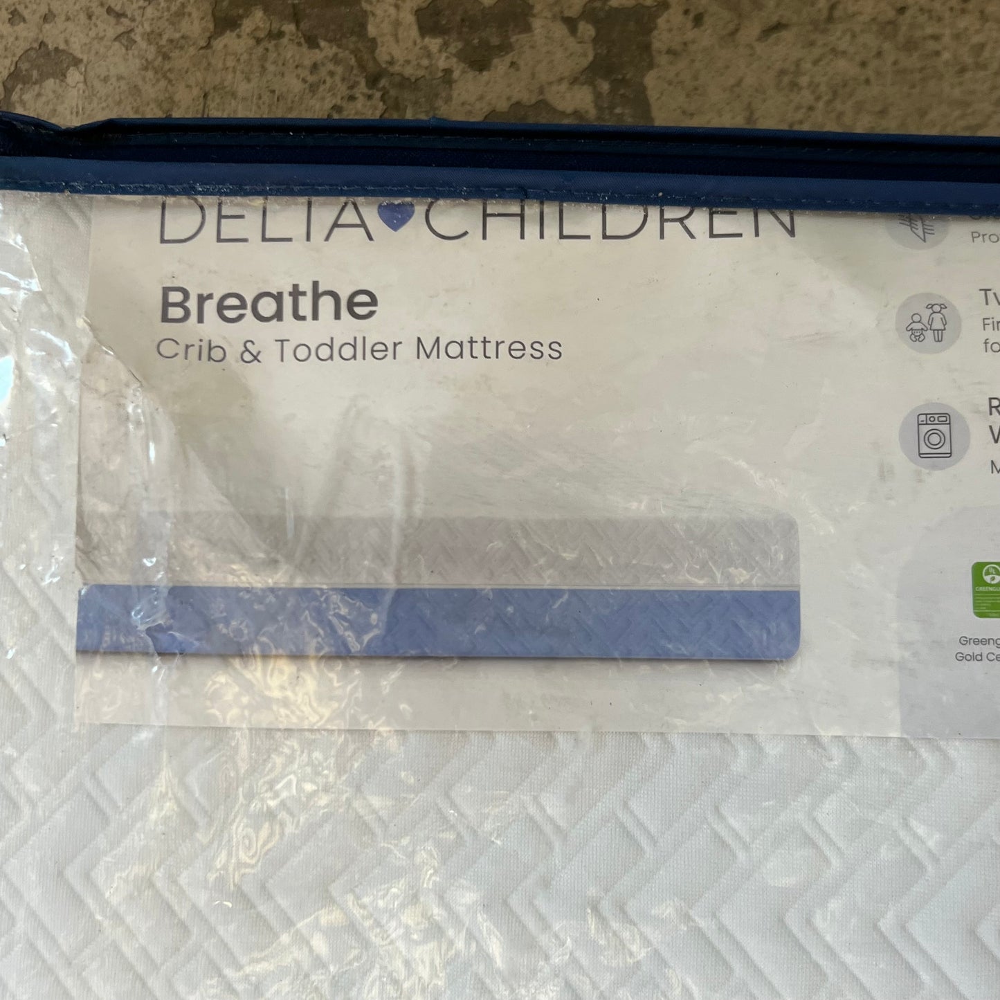 ZA@ DELIA CHILDREN Breathe Crib & Toddler Mattress Sz 28"W x 52"L x 5.5"H - M53101-1056 (AS-IS, Stained)