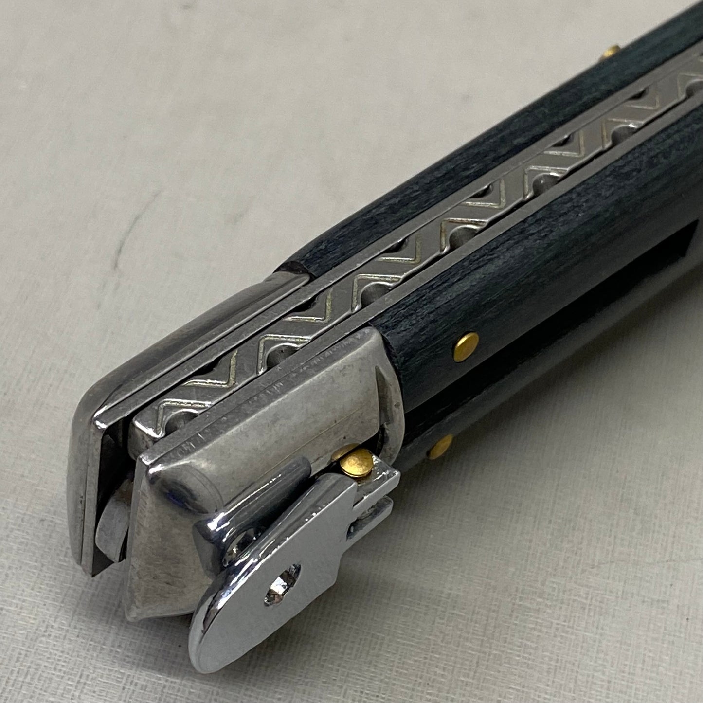 ZA@ ARMED FORCE TACTICAL Handcrafted OTF Pocket Knife 3.5" Blade 8" KnifeBlue Wood ST-10BK