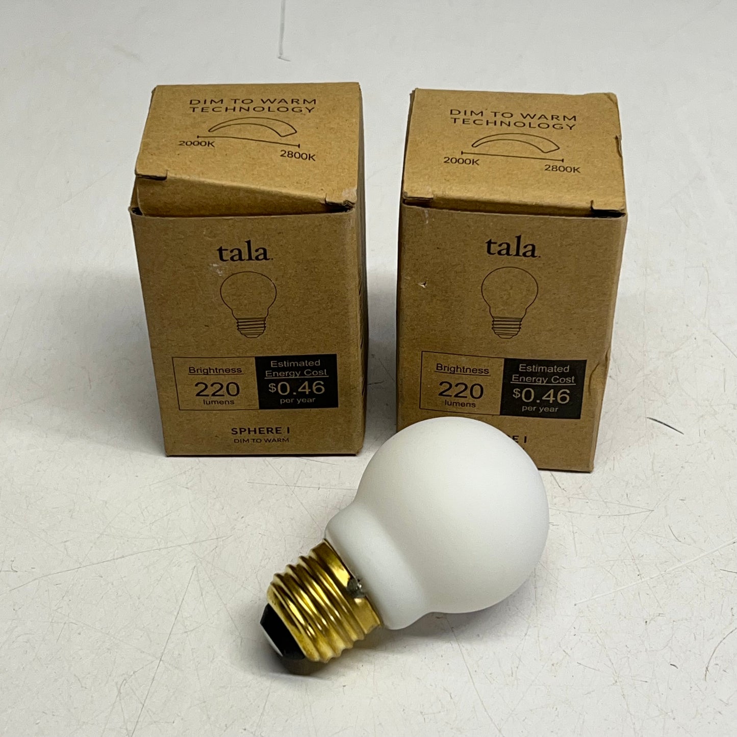 TALA (2 PACK) Sphere I Led Bulb  E26 220 Lumens 3.8W  Dim To Warm Matte White