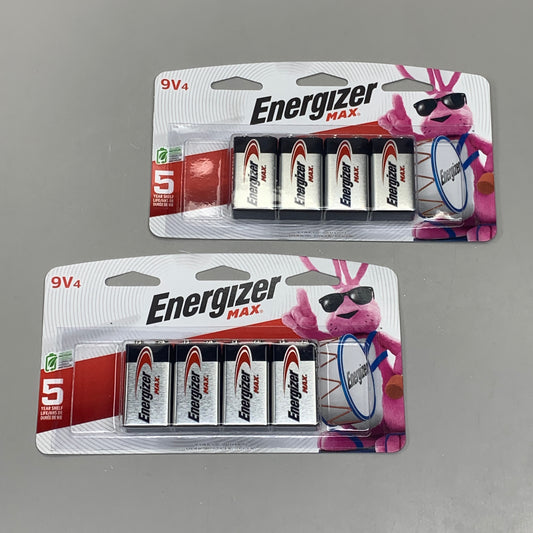 ENERGIZER MAX (2 PACK) Alkaline 9 Volt Batteries 4 Pack (8 Batteries Total) 522BP-4H