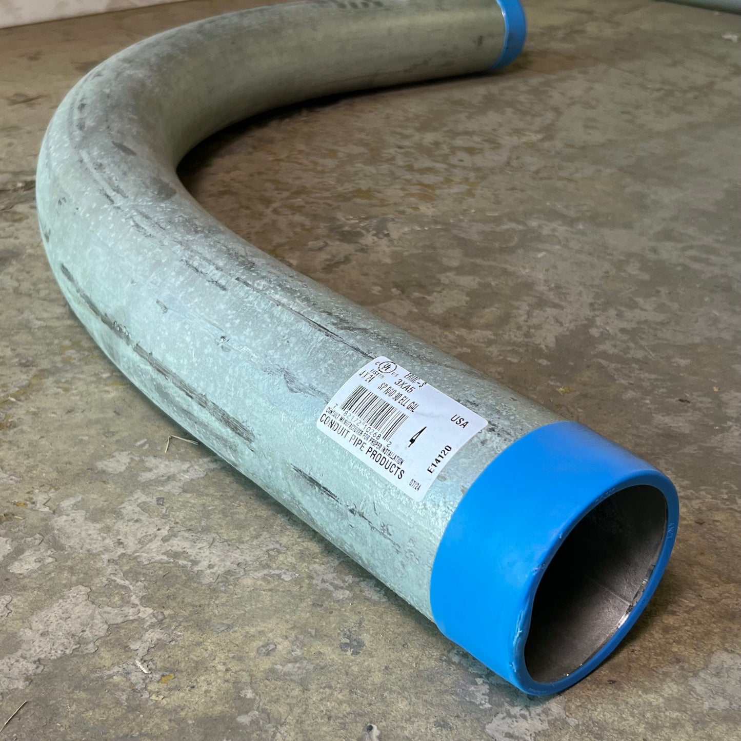 ZA@ Pallet of CONDUIT PIPE PRODUCTS (5-PACK) Galvanized Steel Elbows 4" x 24", Grey E14120