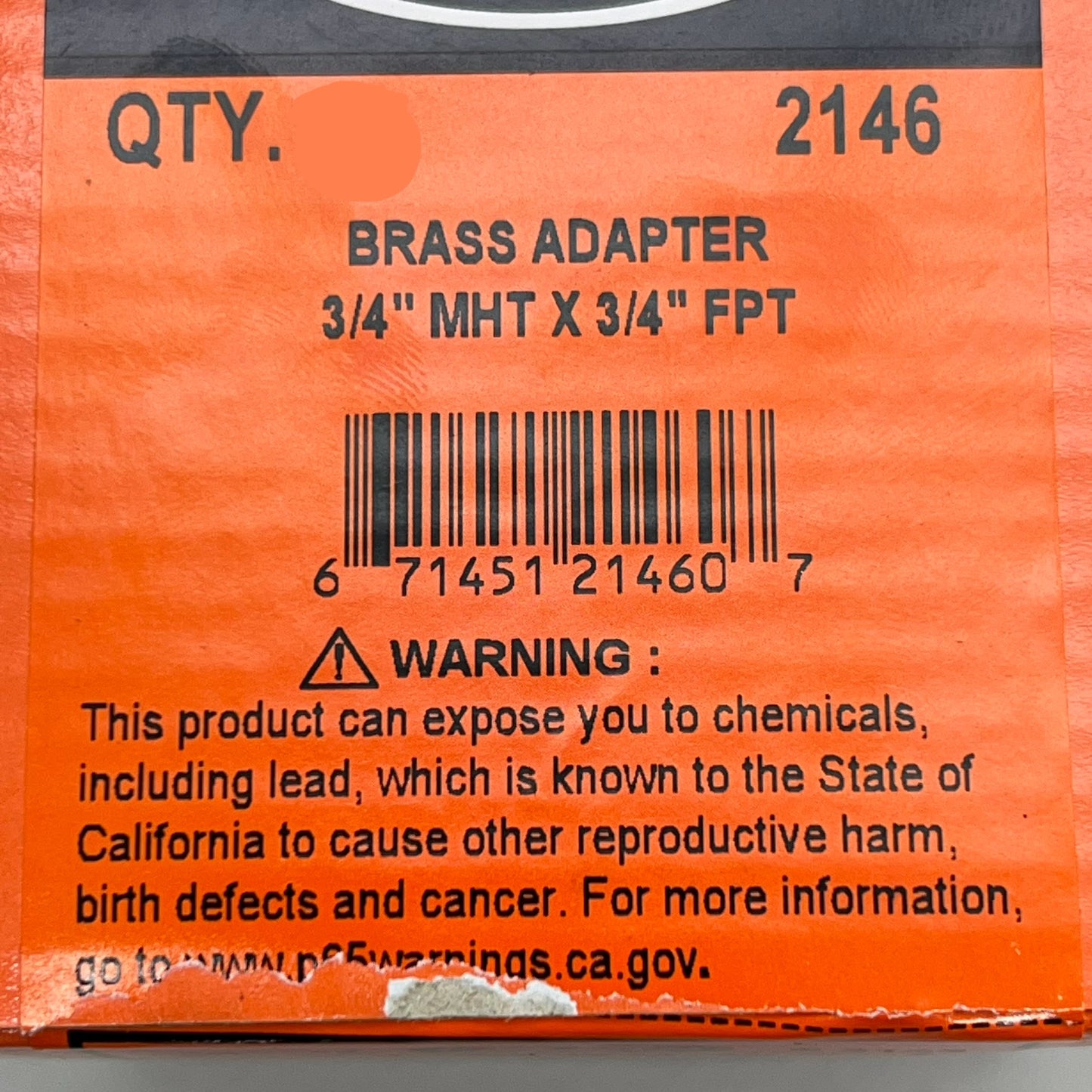 PASCO (5 PACK) Brass Adapter 3/4" MHT x 3/4" FPT Male Hose - Female Pipe 2146