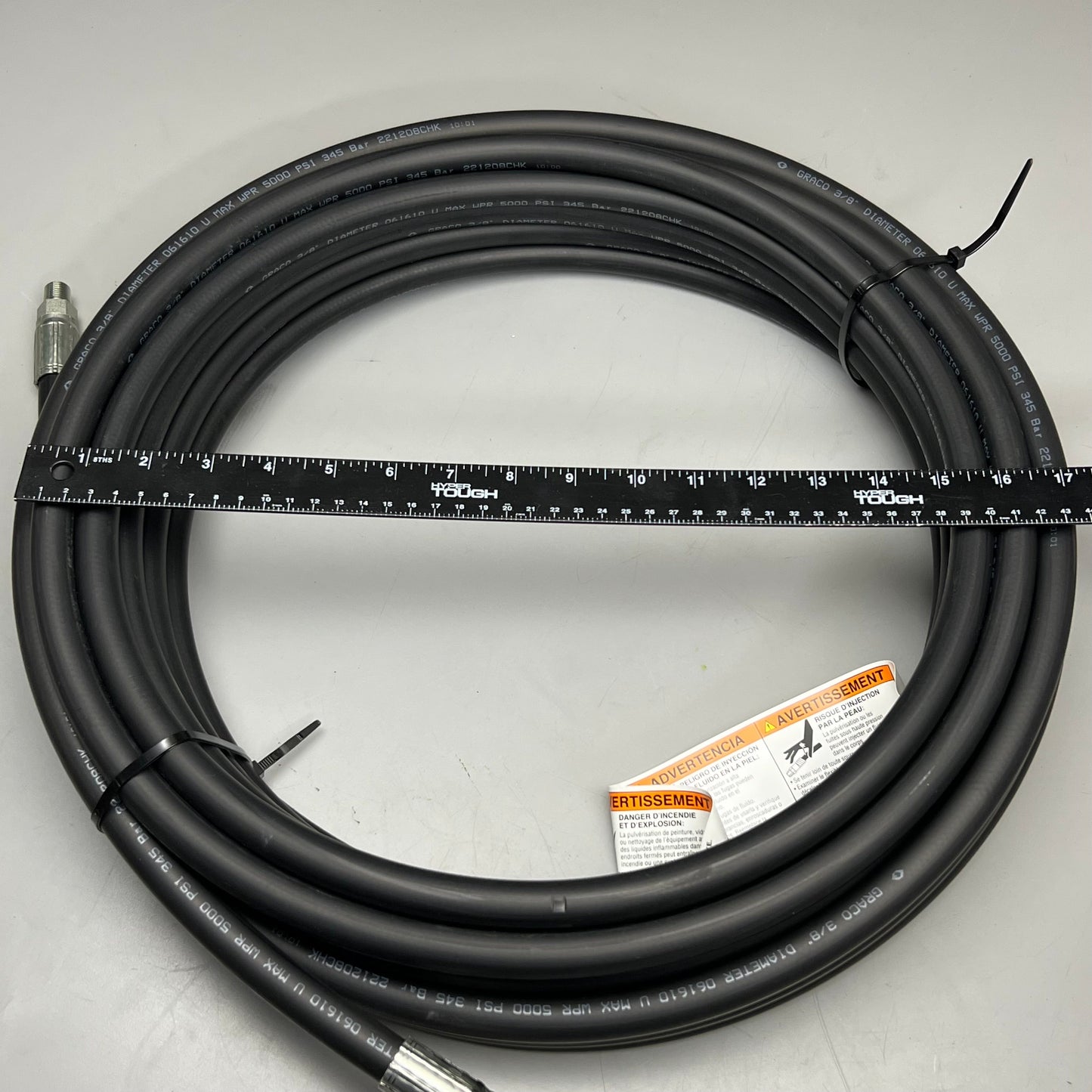 GRACO INDUSTRIAL Hose Coupled 3/8" Diameter x 35ft Long 5,000 PSI Black 011610